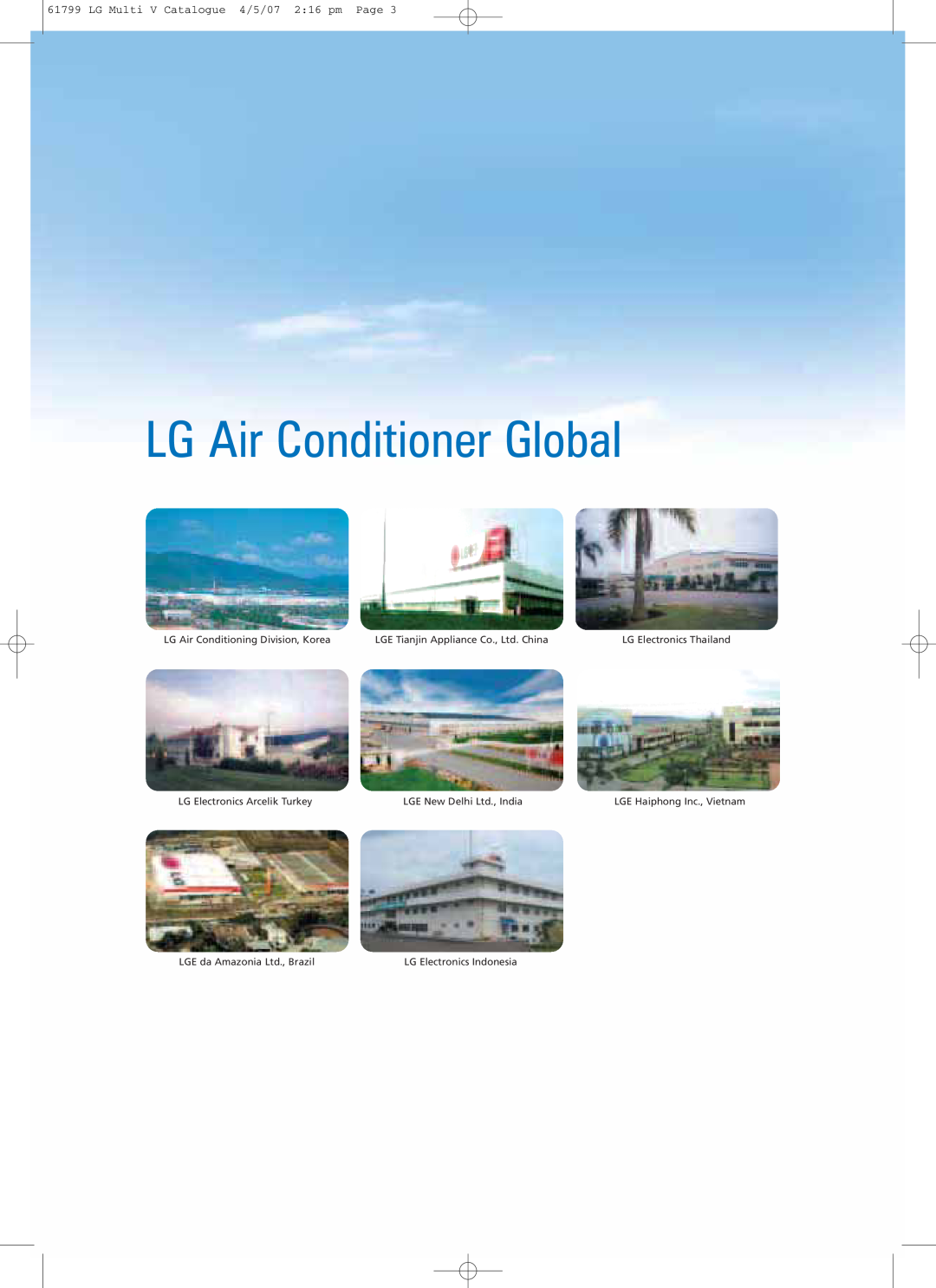 LG Electronics PRHR040 manual LG Air Conditioner Global, LG Multi V Catalogue 4/5/07 216 pm Page 