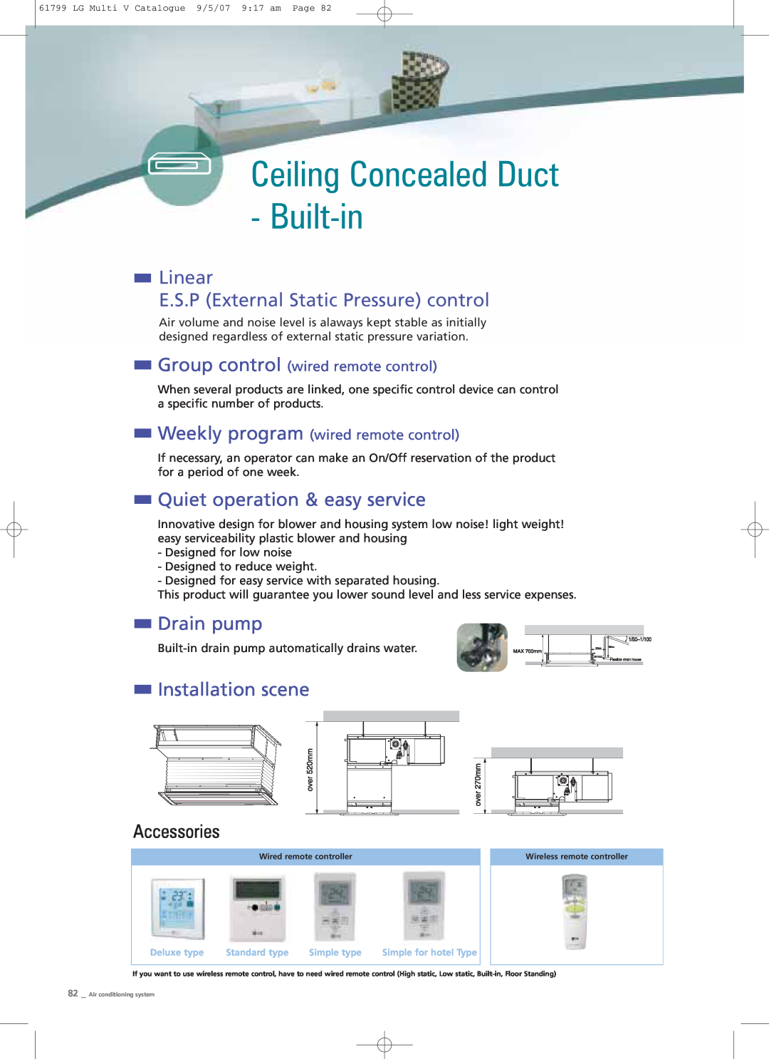 LG Electronics PRHR040 Ceiling Concealed Duct Built-in, Installation scene, Linear E.S.P External Static Pressure control 