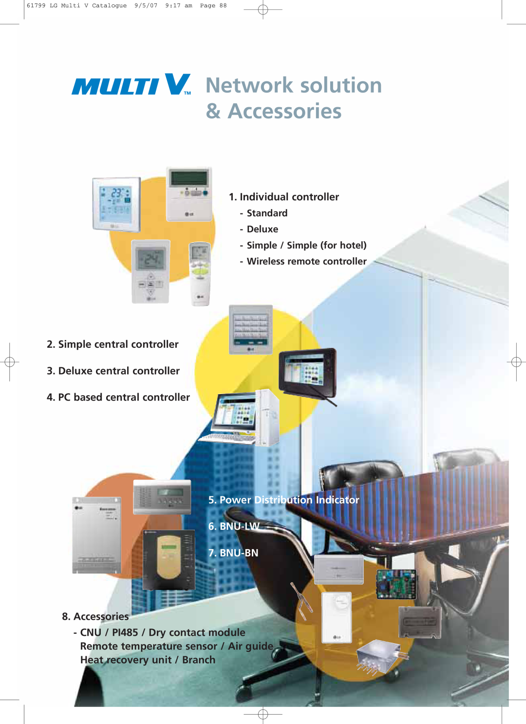 LG Electronics PRHR040 manual Network solution Accessories, Power Distribution Indicator 6. BNU-LW 7. BNU-BN 