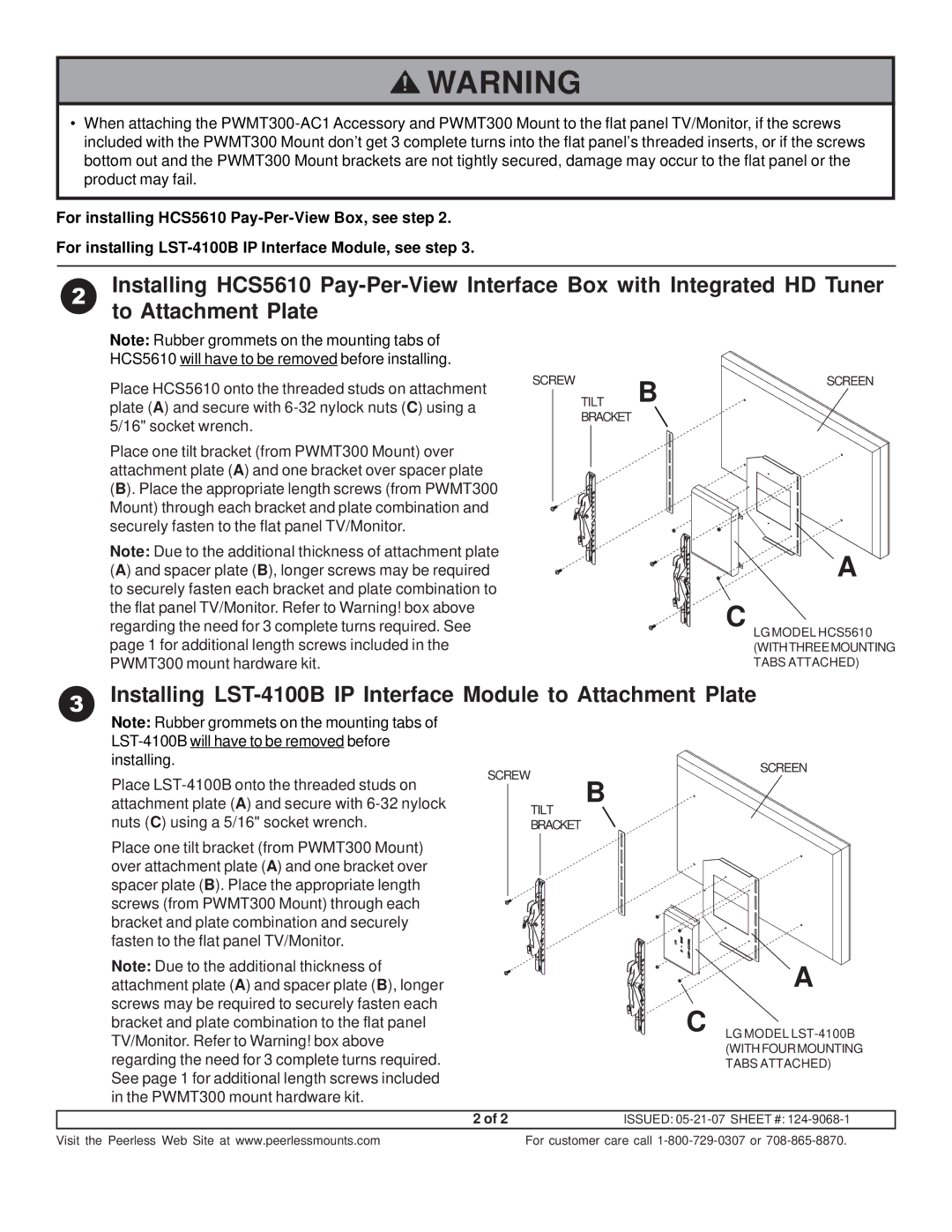 LG Electronics PWMT300-AC1 instruction sheet Installing LST-4100B IP Interface Module to Attachment Plate 