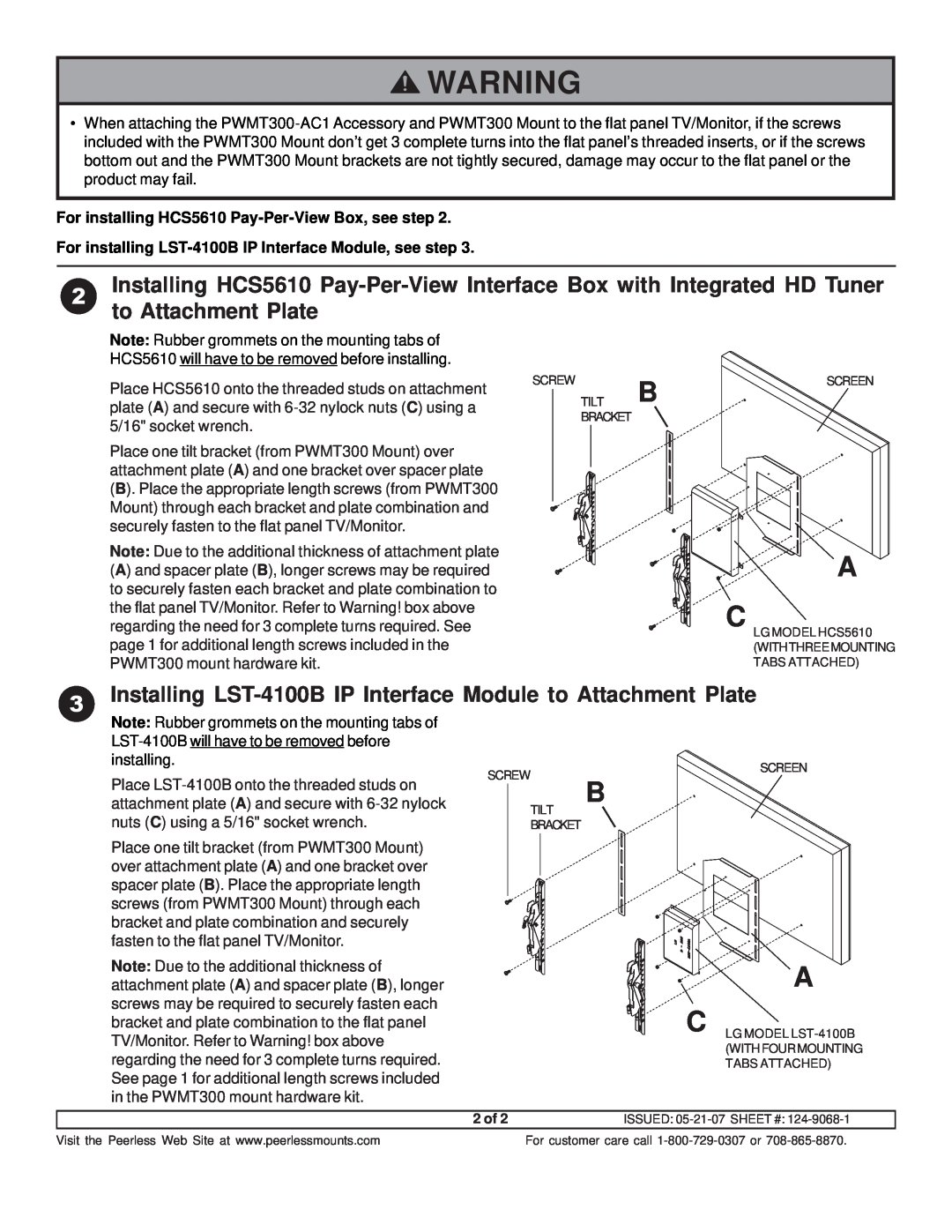 LG Electronics PWMT300-AC1 instruction sheet Installing LST-4100B IP Interface Module to Attachment Plate 