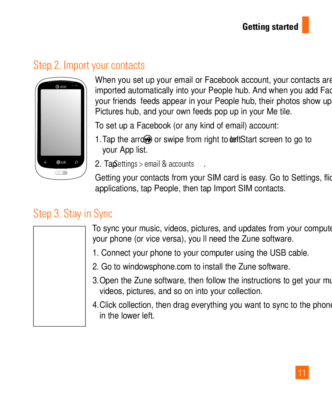 LG Electronics Quantum manual Import your contacts, Stay in Sync, Tap Settings email & accounts 