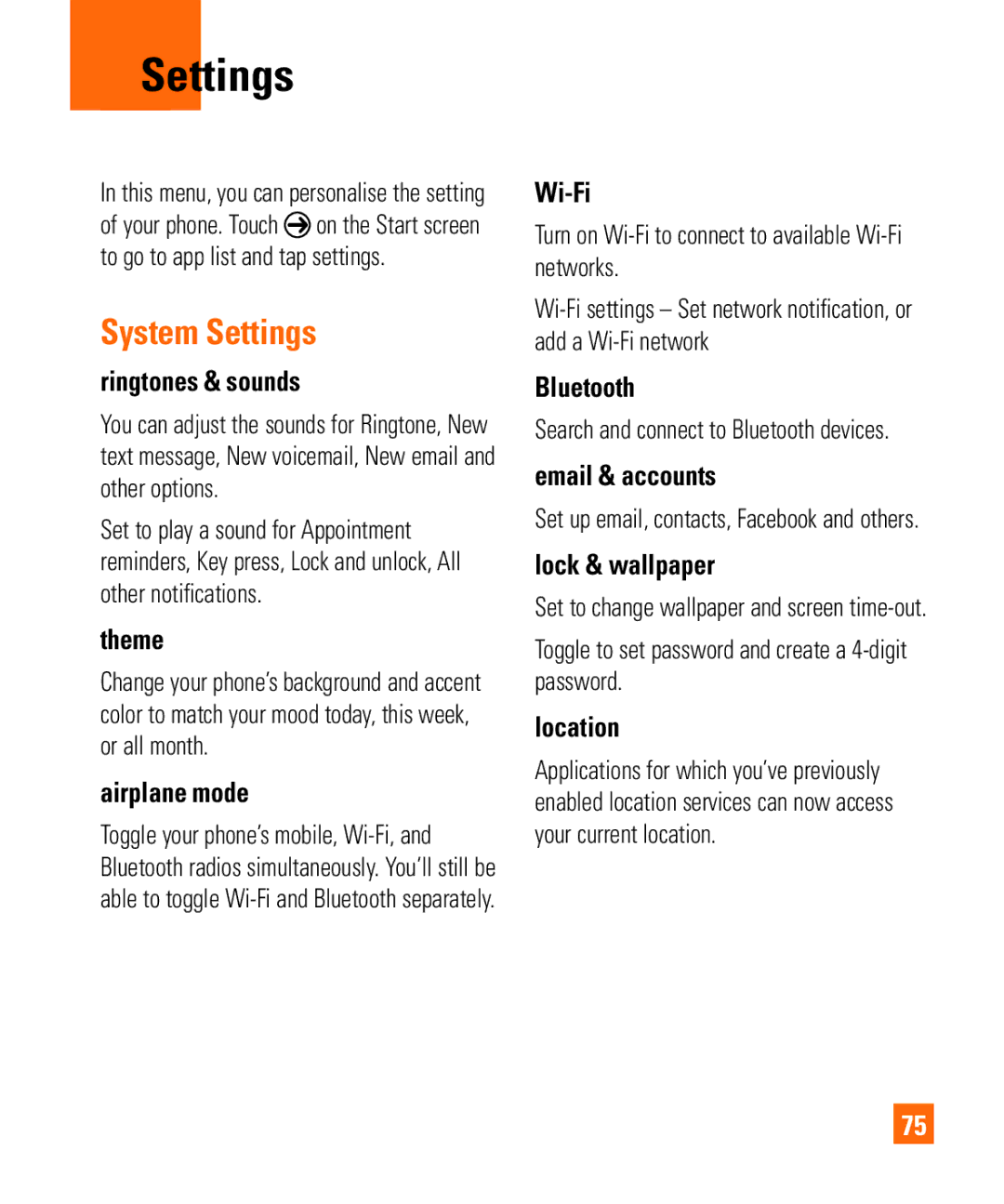 LG Electronics Quantum manual System Settings 