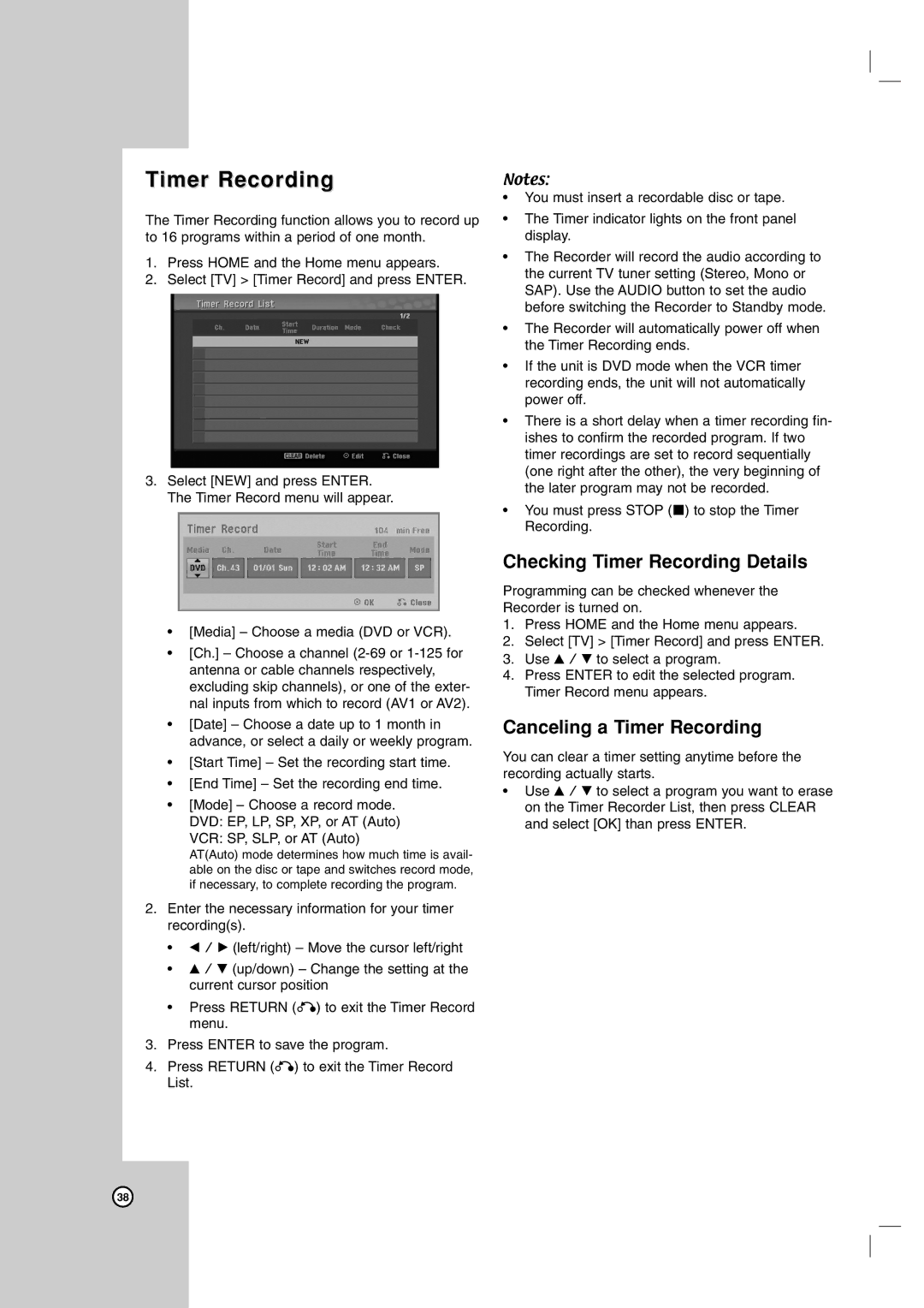 LG Electronics RC199H owner manual Checking Timer Recording Details, Canceling a Timer Recording 