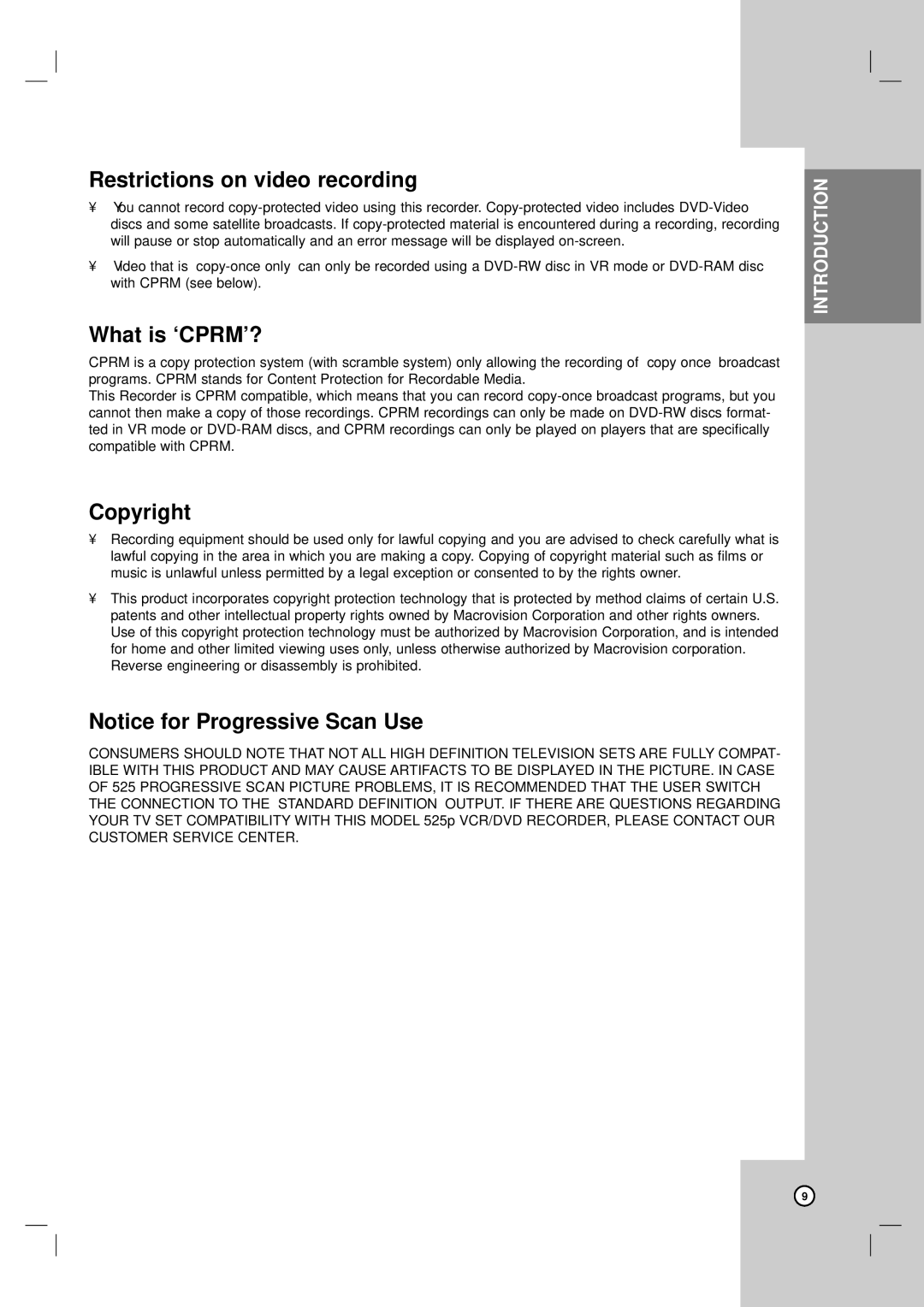 LG Electronics RC199H owner manual Restrictions on video recording, What is ‘CPRM’?, Copyright 