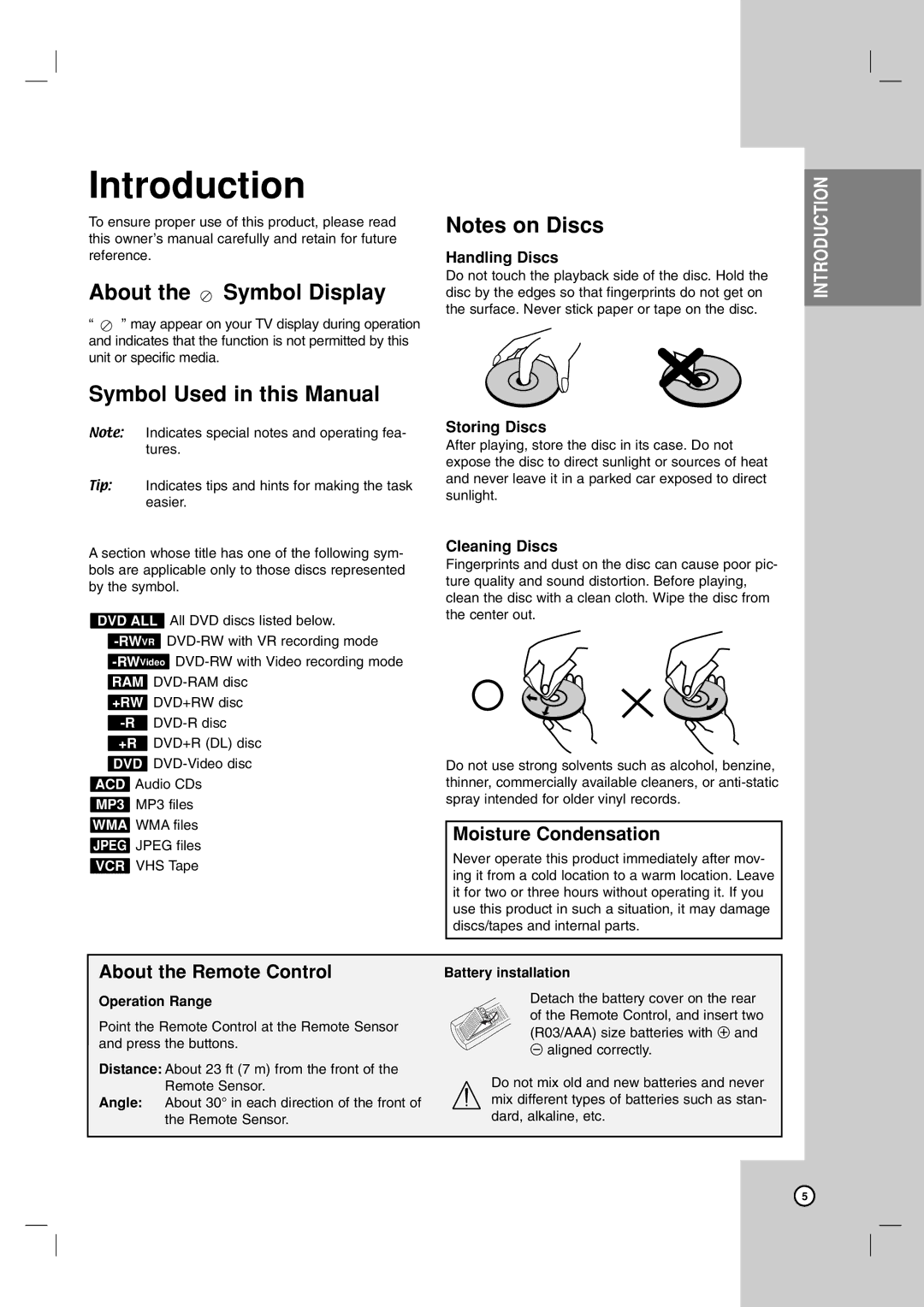 LG Electronics RC700N owner manual About the Symbol Display, Symbol Used in this Manual, Moisture Condensation 