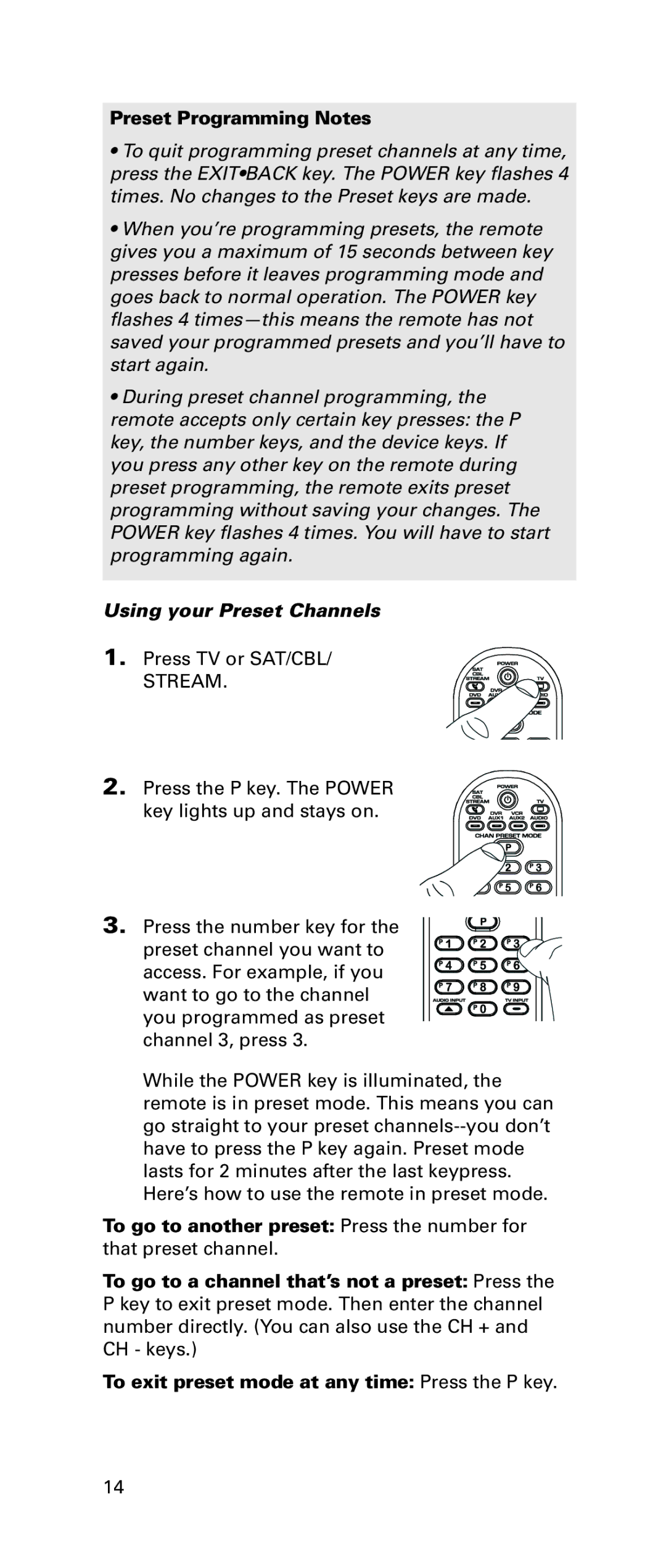 LG Electronics RCRPS06GR owner manual Preset Programming Notes, Using your Preset Channels 