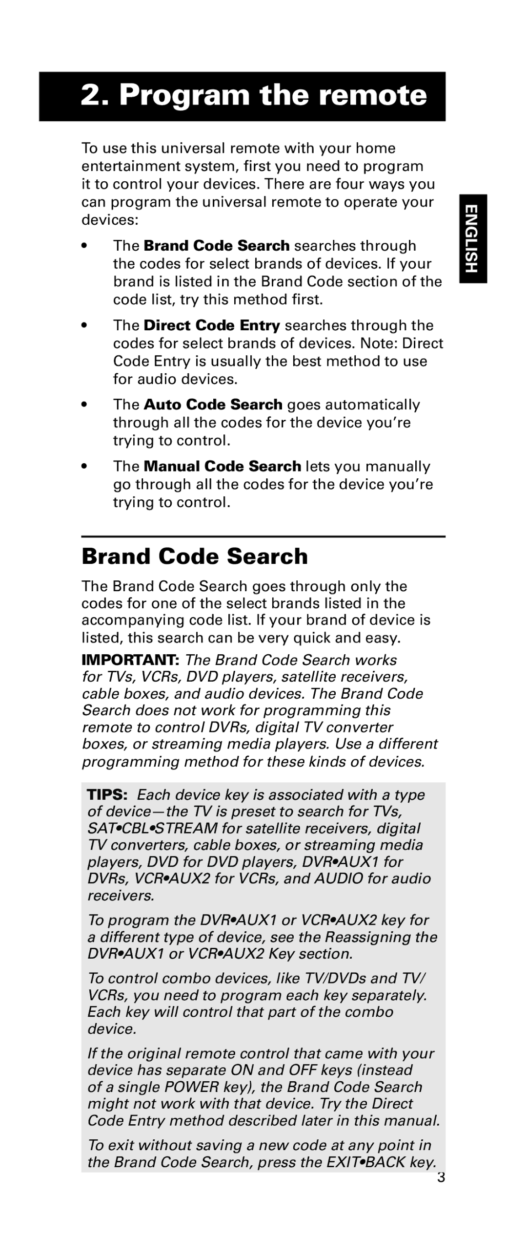 LG Electronics RCRPS06GR owner manual Program the remote, Brand Code Search 