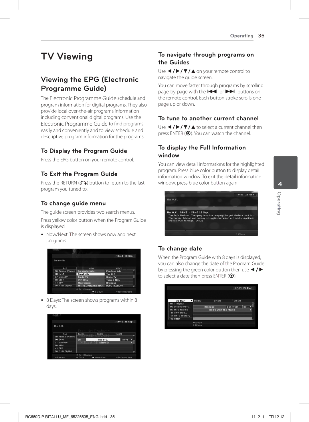 LG Electronics RCT689H owner manual TV Viewing 