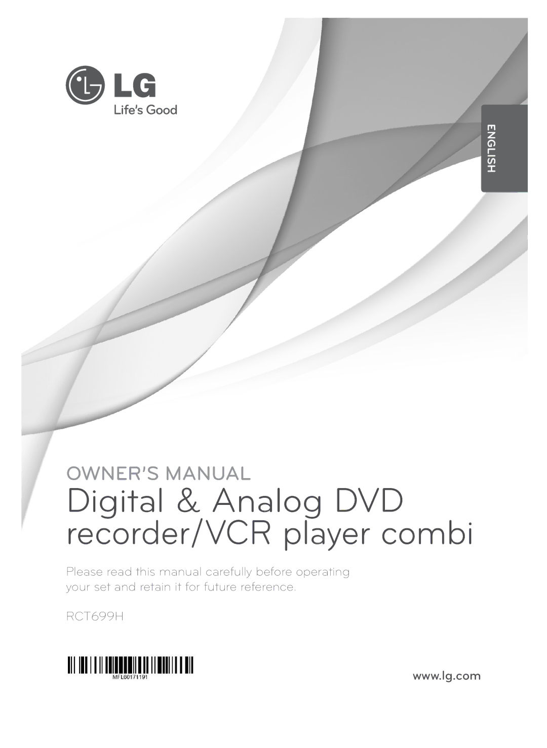 LG Electronics RCT699H owner manual Digital & Analog DVD recorder/VCR player combi 