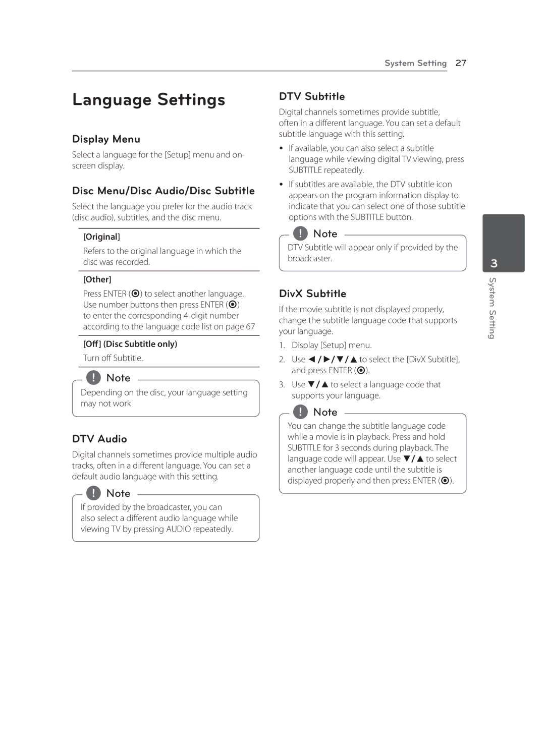 LG Electronics RCT699H owner manual Language Settings 