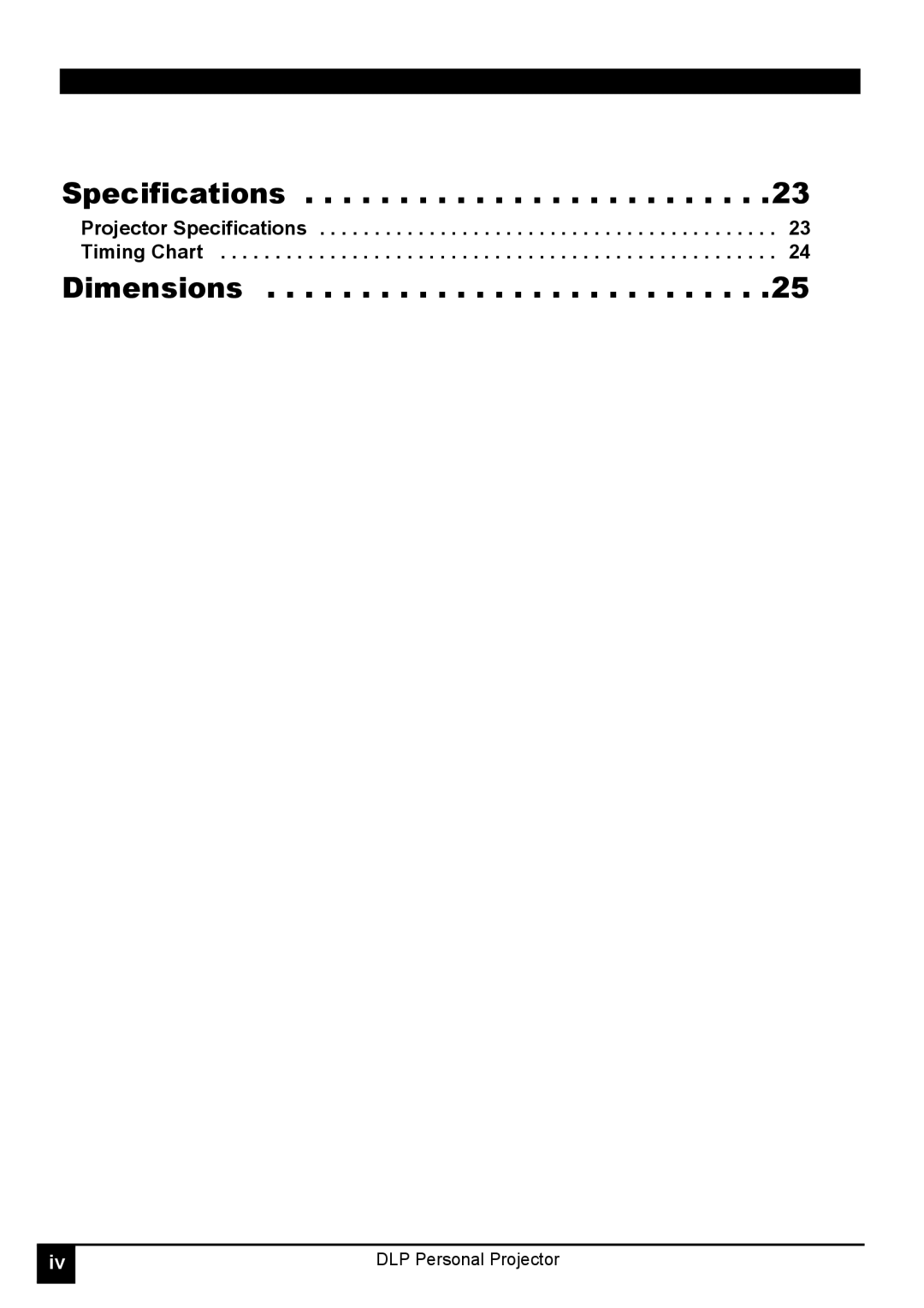 LG Electronics RD-JT30 1024X768 XGA, RD-JT31 800X600 SVGA manual Projector Specifications Timing Chart 