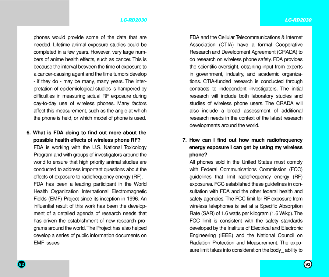 LG Electronics user manual LG-RD2030 