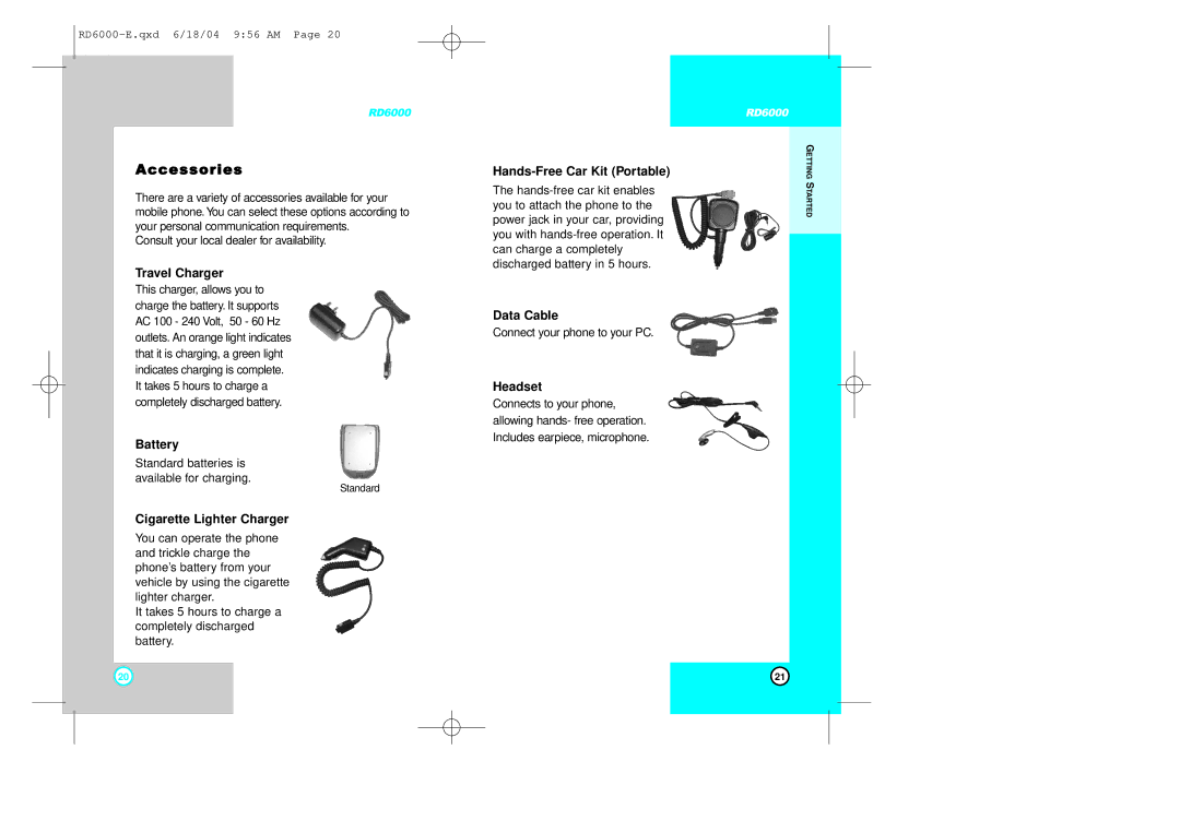 LG Electronics RD6000 manual Accessories 