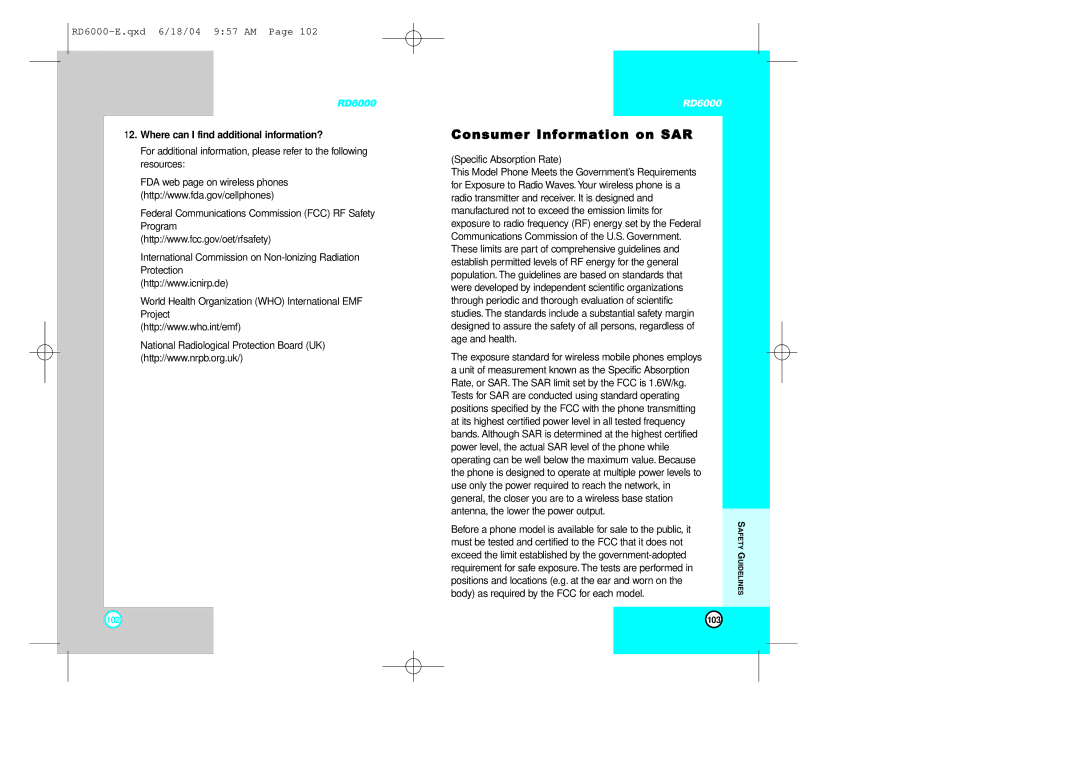 LG Electronics RD6000 manual Consumer Information on SAR, Where can I find additional information? 