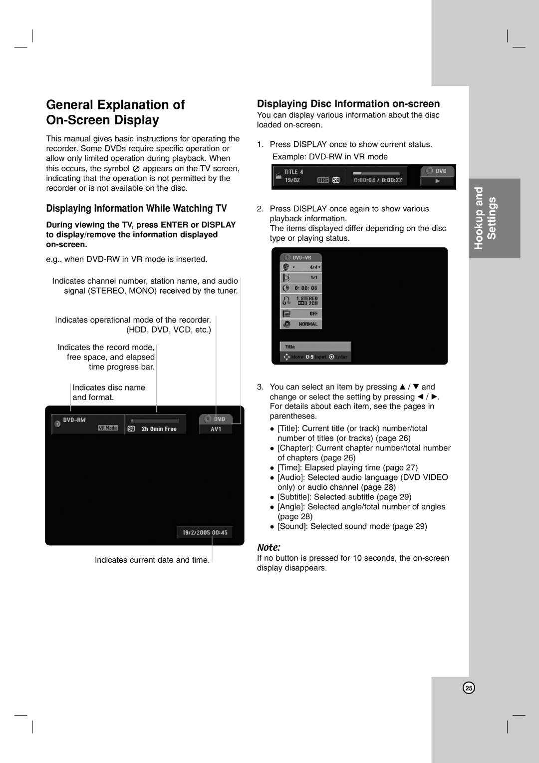 LG Electronics RH7800, RH7500 owner manual General Explanation On-Screen Display, Displaying Information While Watching TV 