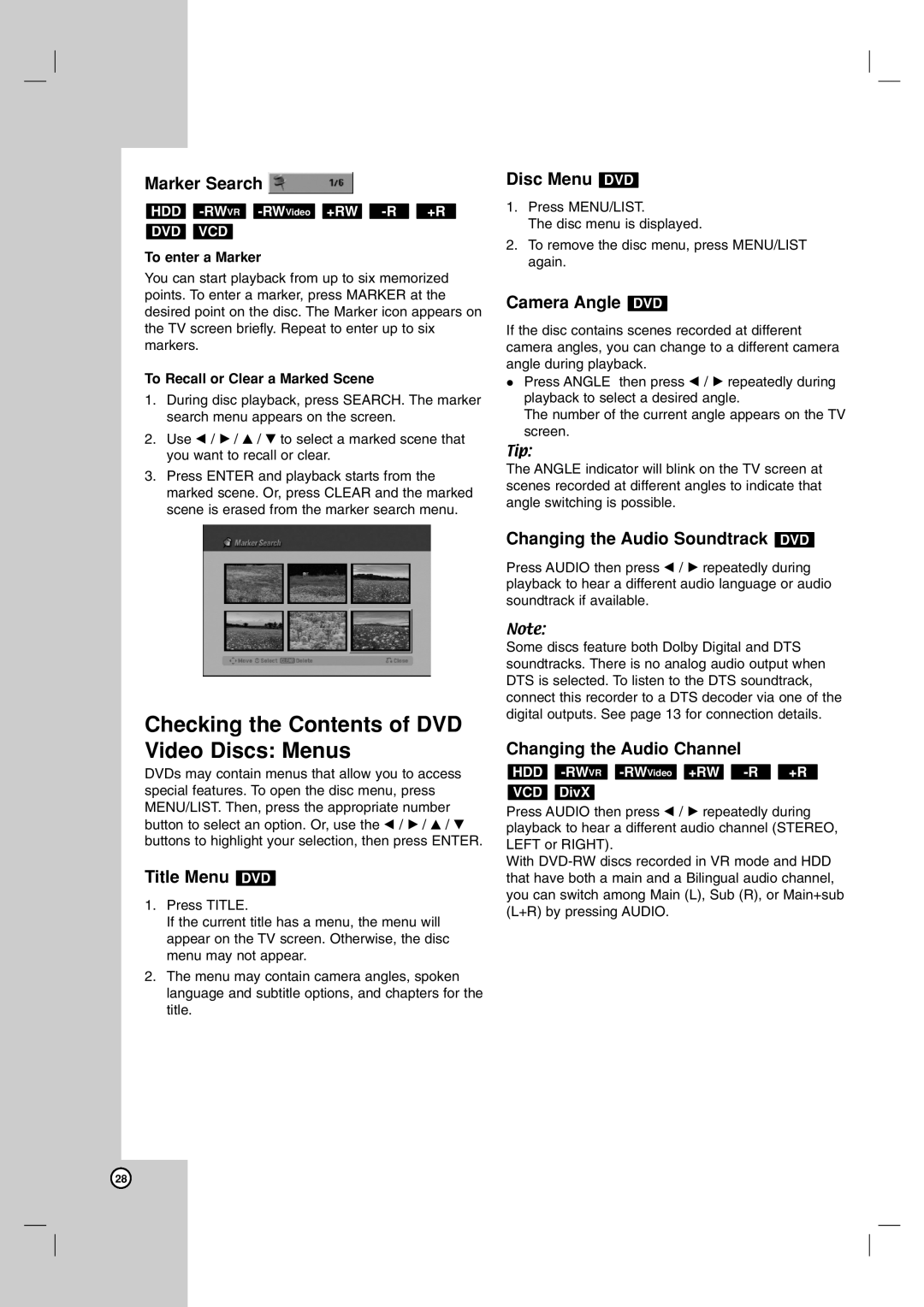 LG Electronics RH7500, RH7800 owner manual Checking the Contents of DVD Video Discs Menus 