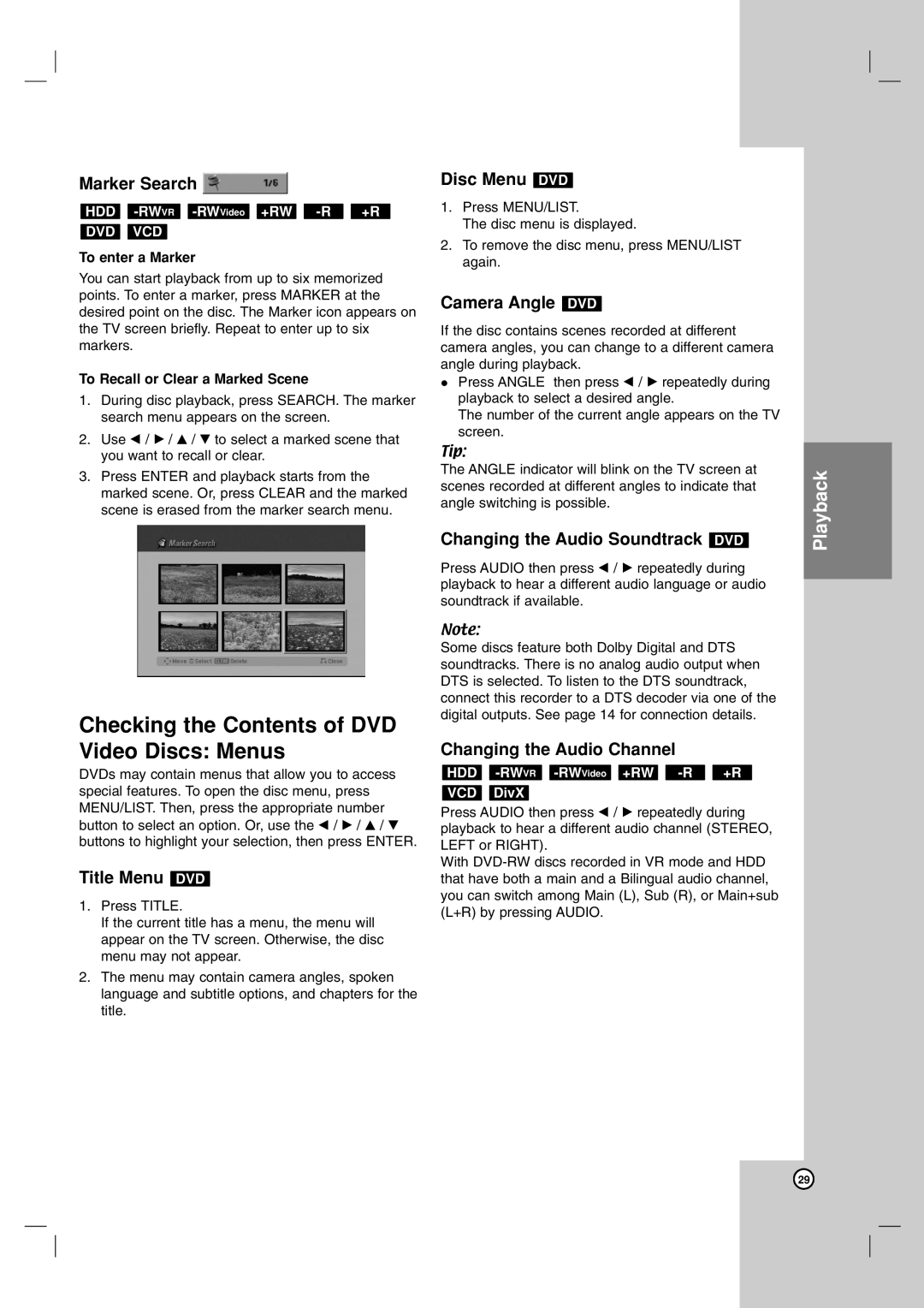 LG Electronics RH7850H owner manual Checking the Contents of DVD Video Discs Menus 