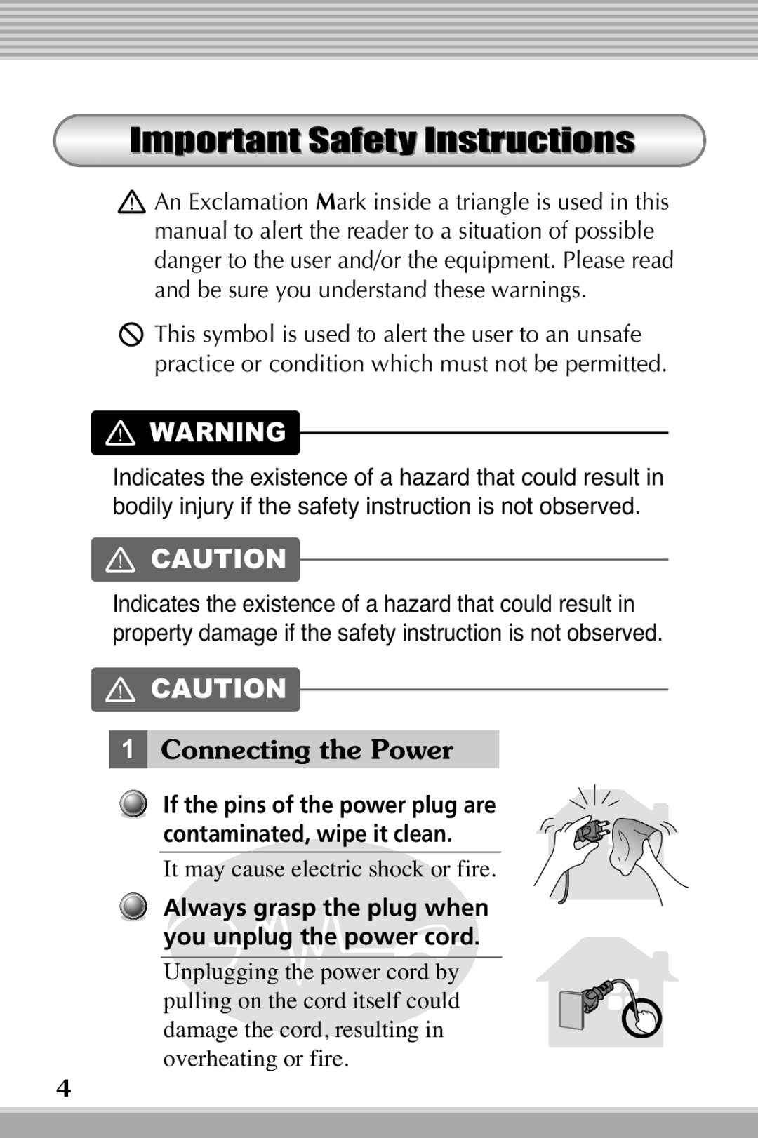 LG Electronics RLM20K, RLM10 owner manual Important Safety Instructions, Connecting the Power 