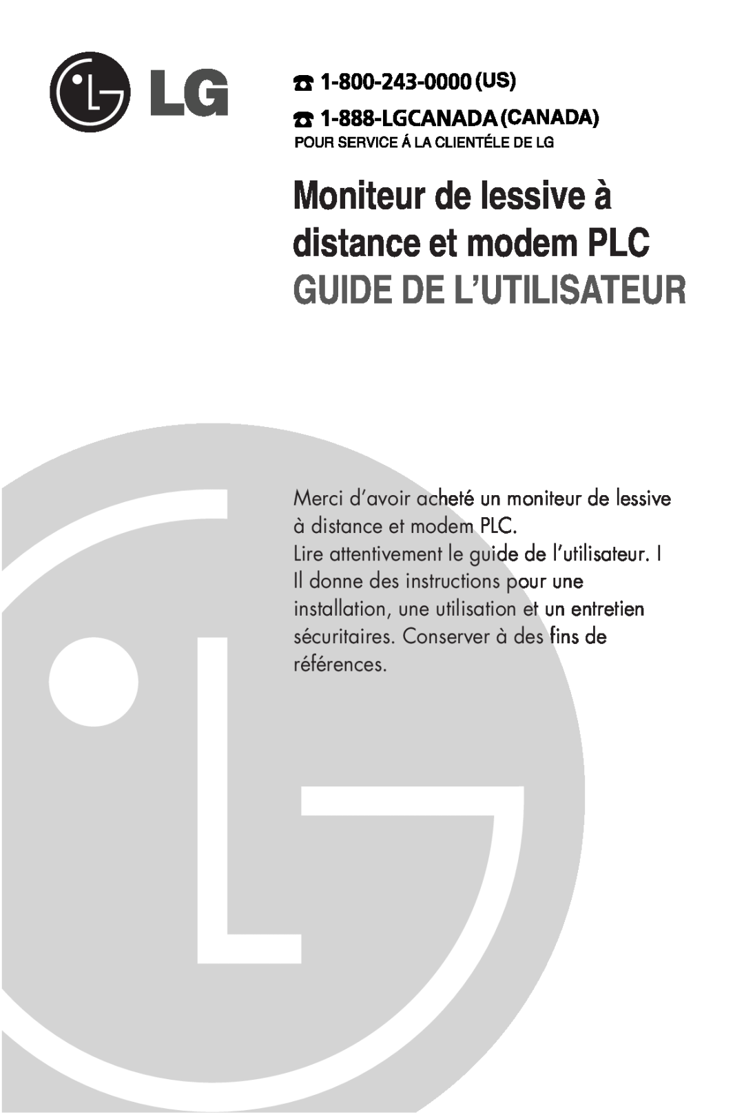 LG Electronics RLM10, RLM20K owner manual Moniteur de lessive à distance et modem PLC GUIDE DE L’UTILISATEUR 