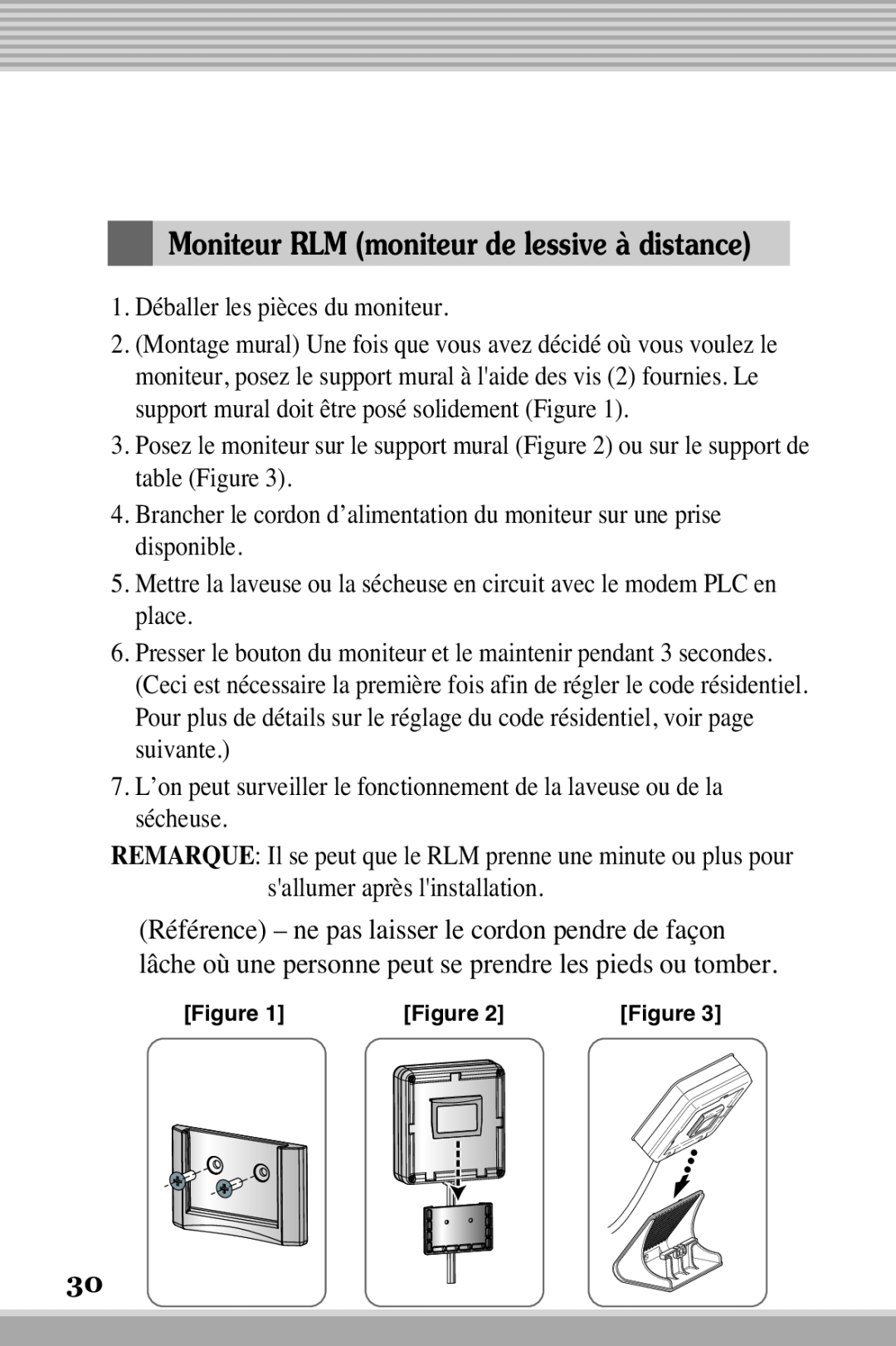LG Electronics RLM20K, RLM10 owner manual Moniteur RLM moniteur de lessive à distance 