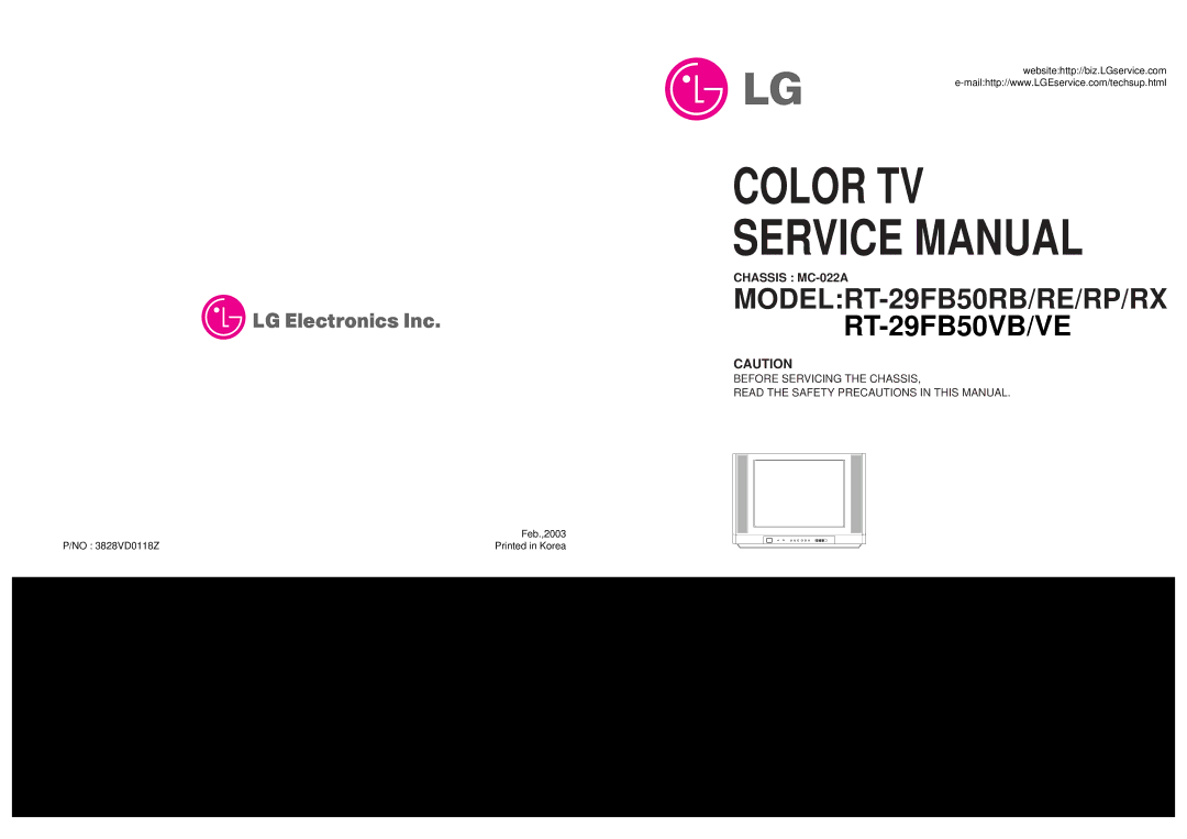 LG Electronics RT-29FB50RB, RT-29FB50VB/VE service manual Color TV 