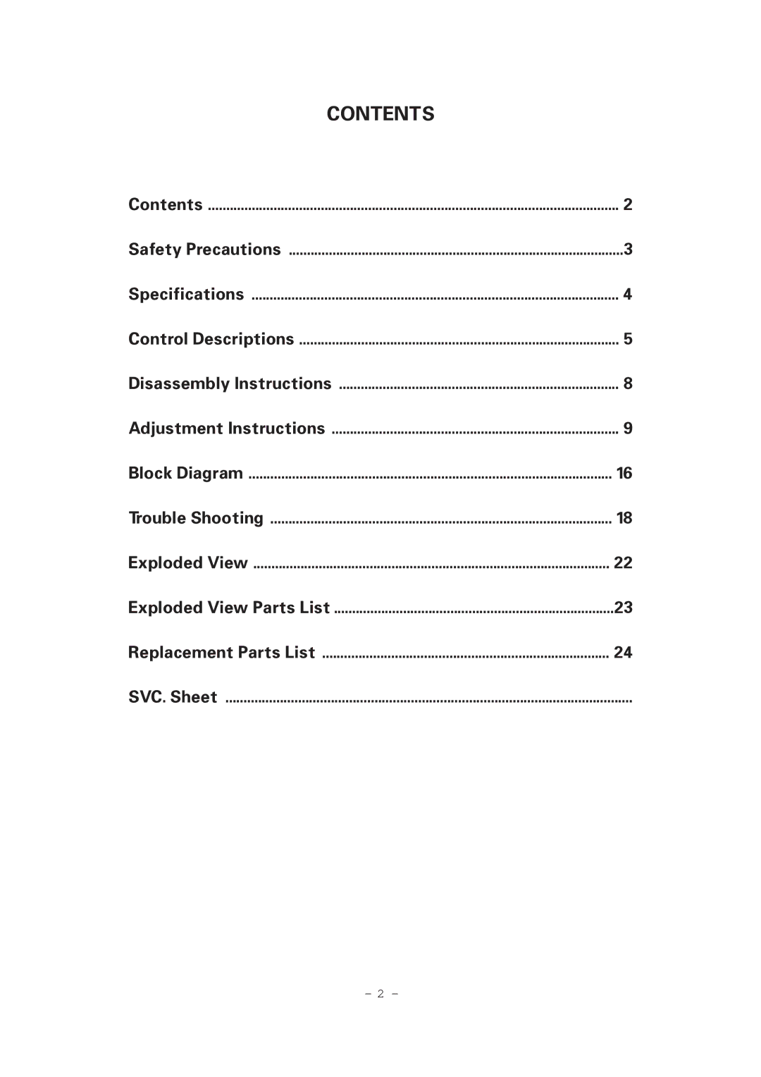 LG Electronics RT-29FB50VB/VE, RT-29FB50RB service manual Contents 