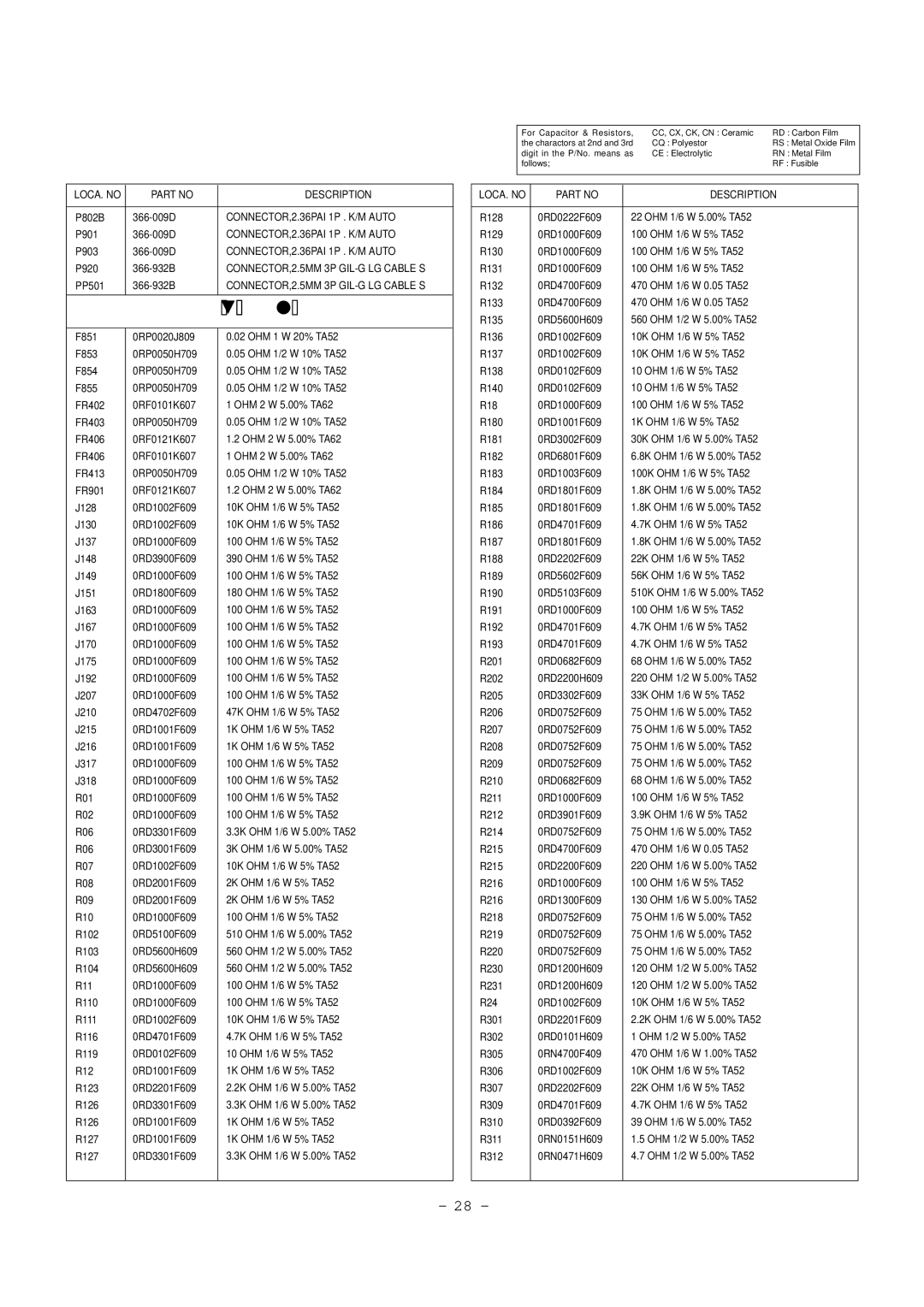 LG Electronics RT-29FB50VB/VE, RT-29FB50RB Resistor, CONNECTOR,2.36PAI 1P . K/M Auto, CONNECTOR,2.5MM 3P GIL-G LG Cable S 