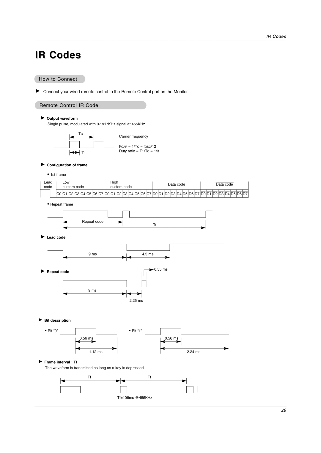 LG Electronics RU-20LA80C owner manual IR Codes, How to Connect, Remote Control IR Code 