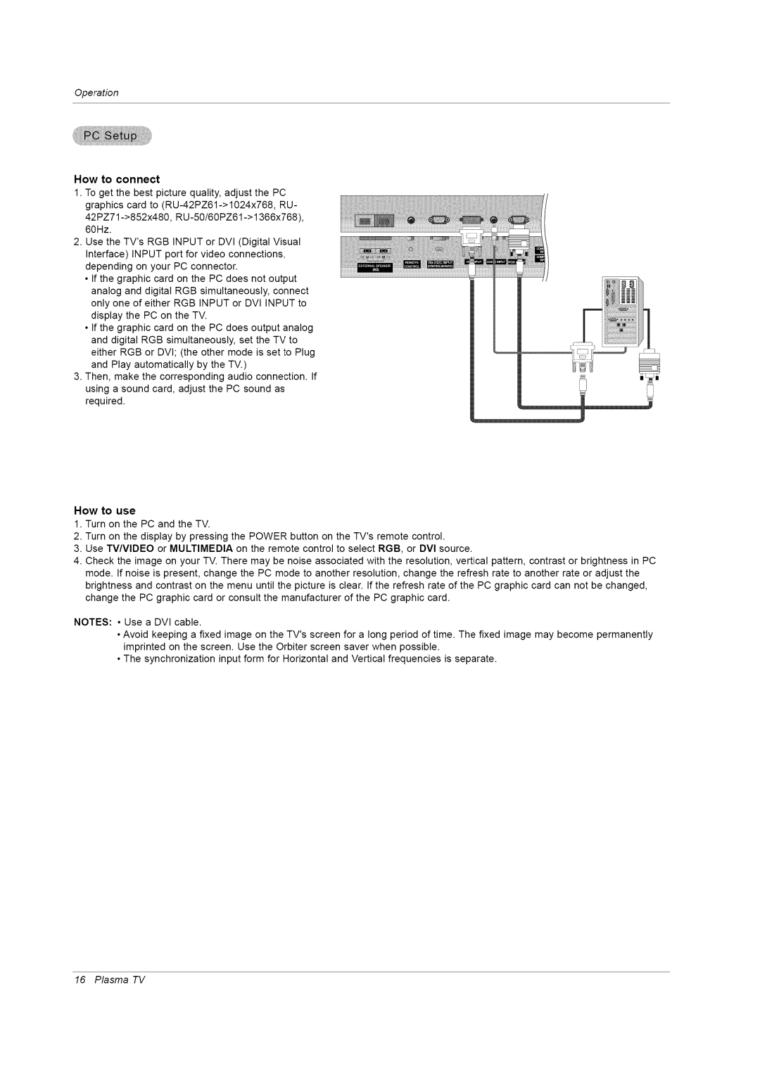 LG Electronics RU-42PZ61/71 manual Operation 