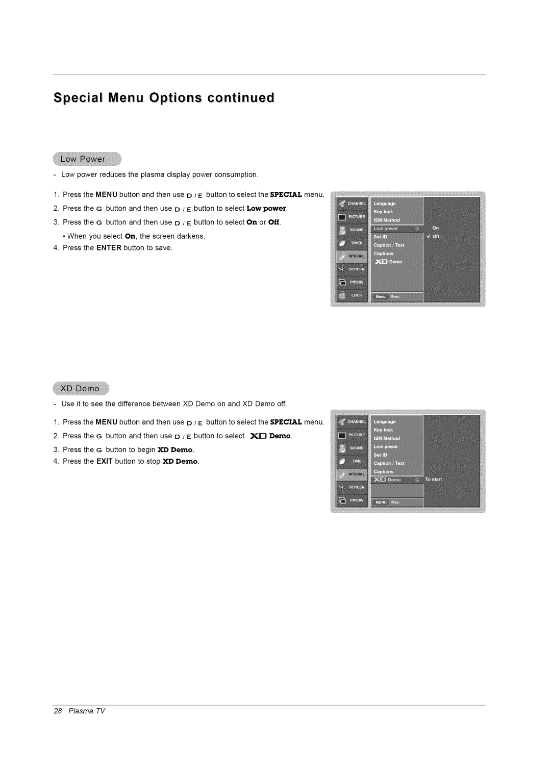 LG Electronics RU-42PZ61/71 manual Special Menu Options 