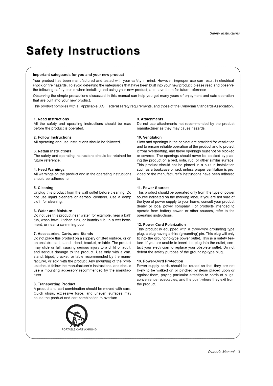 LG Electronics RU-42PZ61/71 manual Read Instructions, Follow Instructions 