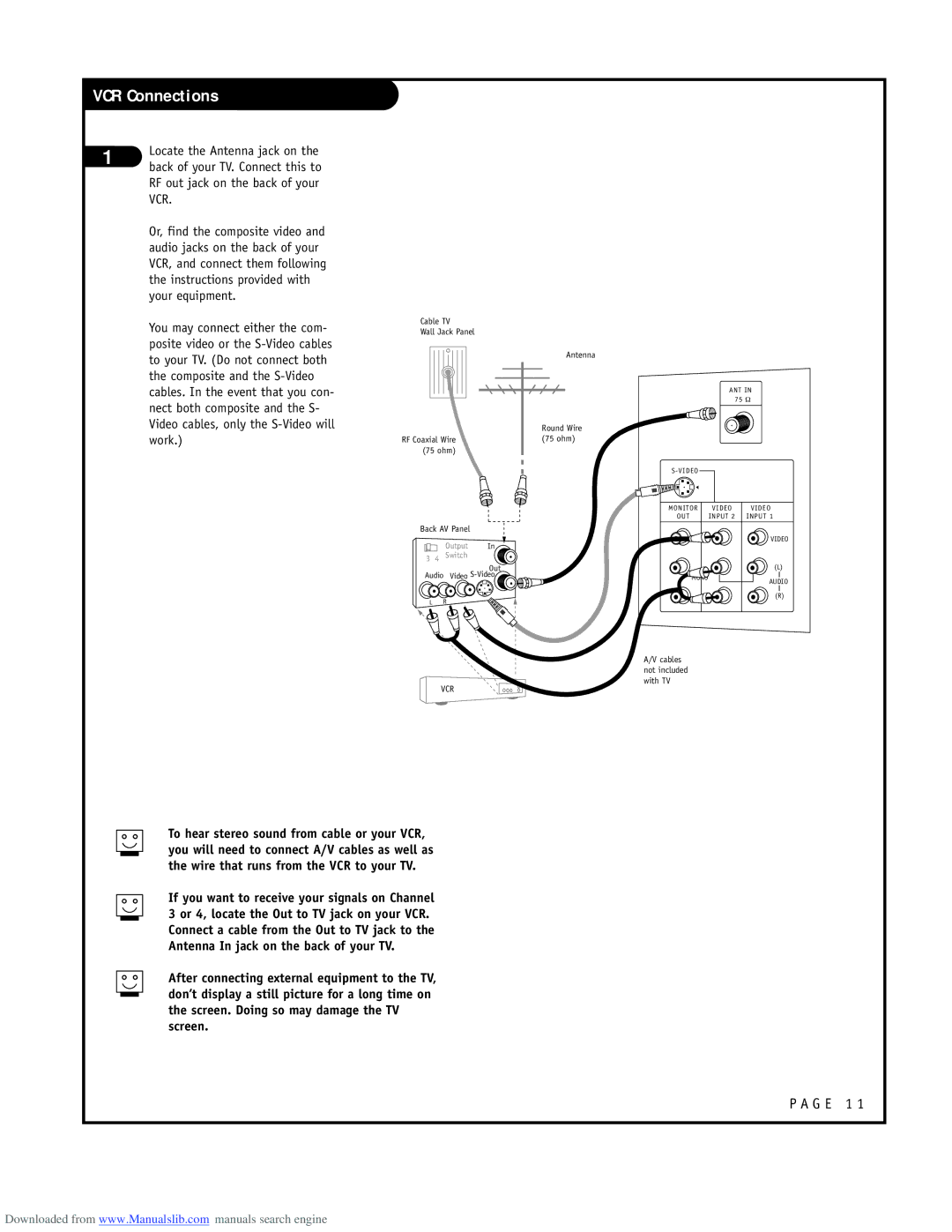 LG Electronics ru-44sz80l owner manual VCR Connections 