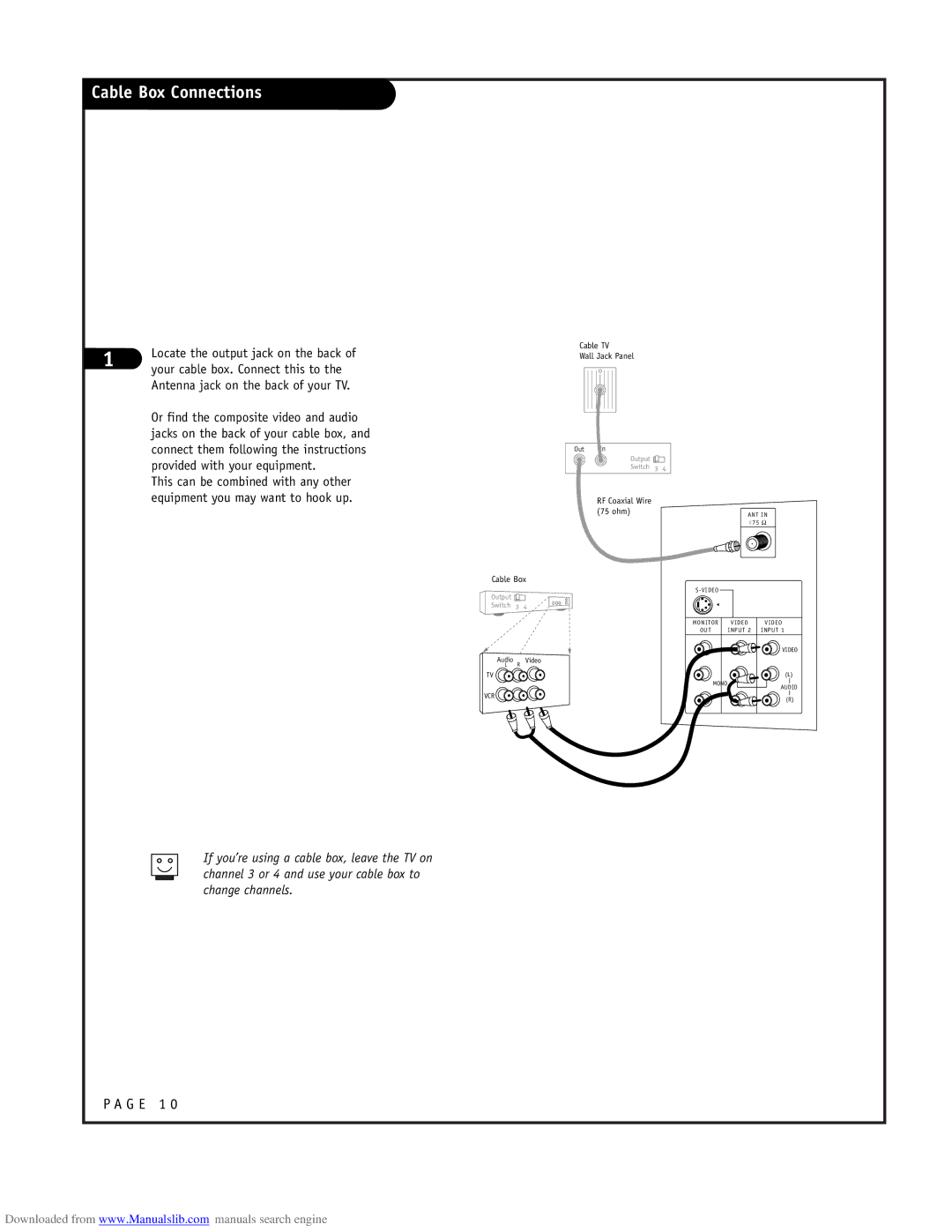 LG Electronics RU-48SZ40 owner manual Cable Box Connections, Your cable box. Connect this to 