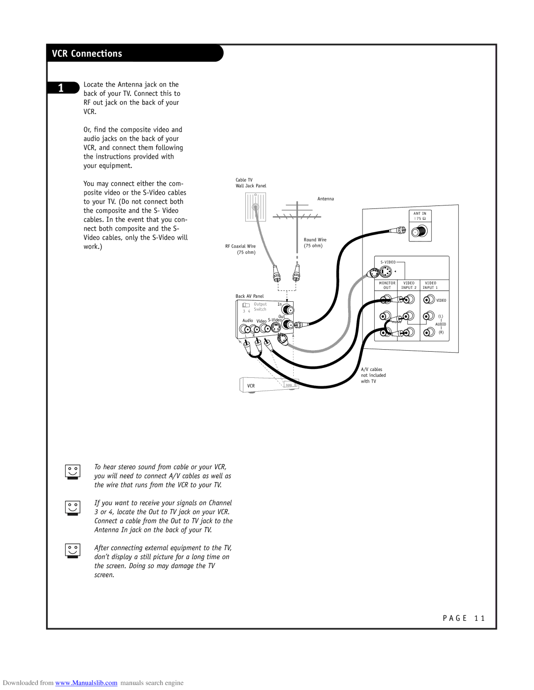 LG Electronics RU-48SZ40 owner manual VCR Connections 