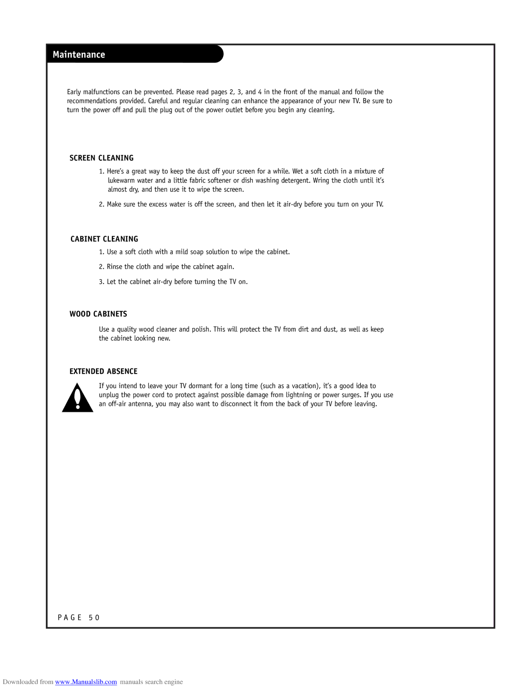 LG Electronics RU-48SZ40 owner manual Maintenance, Screen Cleaning 