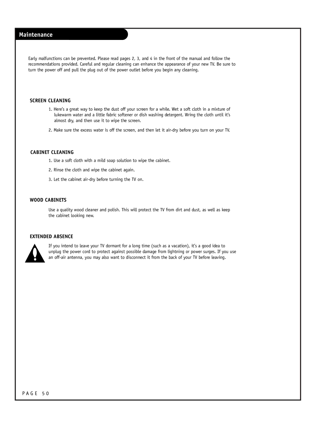 LG Electronics RU-48SZ40 owner manual Maintenance, Screen Cleaning 