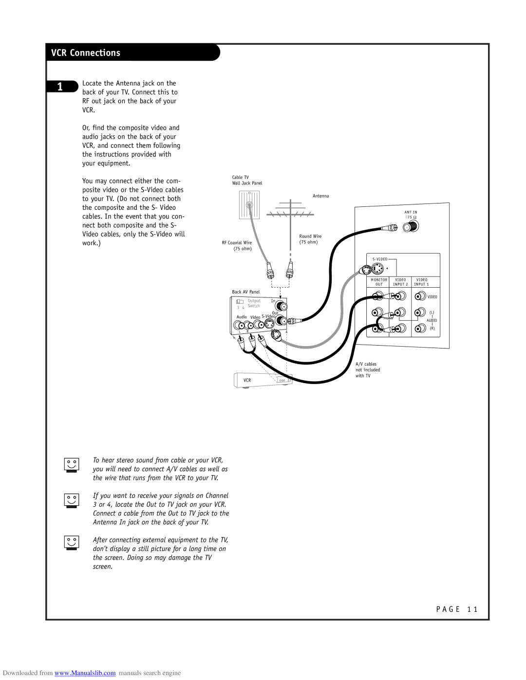 LG Electronics RU-52SZ51D owner manual VCR Connections 