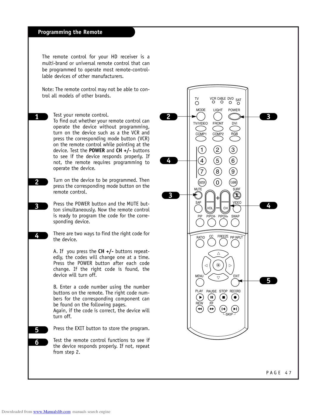 LG Electronics RU-52SZ51D owner manual Programming the Remote, Test your remote control 