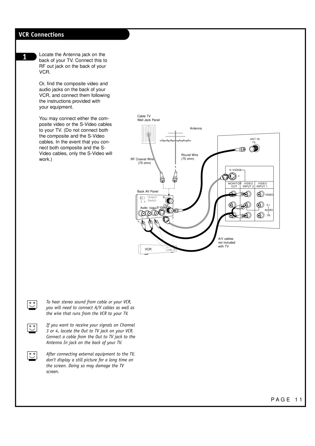 LG Electronics RU-44SZ63D, RU-52SZ53D owner manual VCR Connections 