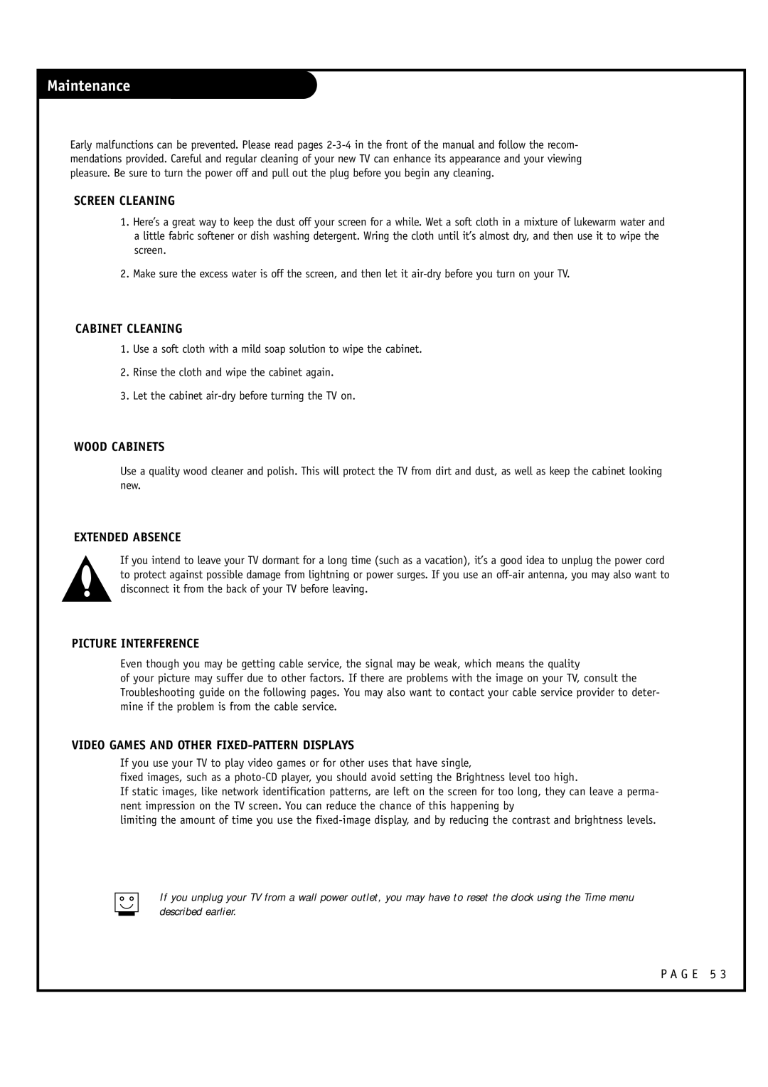 LG Electronics RU-44SZ63D, RU-52SZ53D owner manual Maintenance, Screen Cleaning 