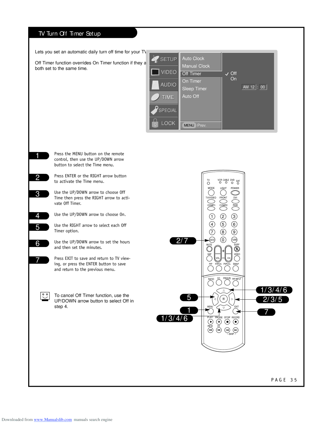 LG Electronics RU-52SZ53D owner manual TV Turn Off Timer Setup 