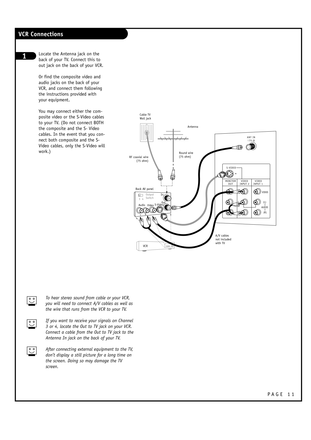 LG Electronics RU-52SZ30, RU-60SZ30 owner manual VCR Connections 