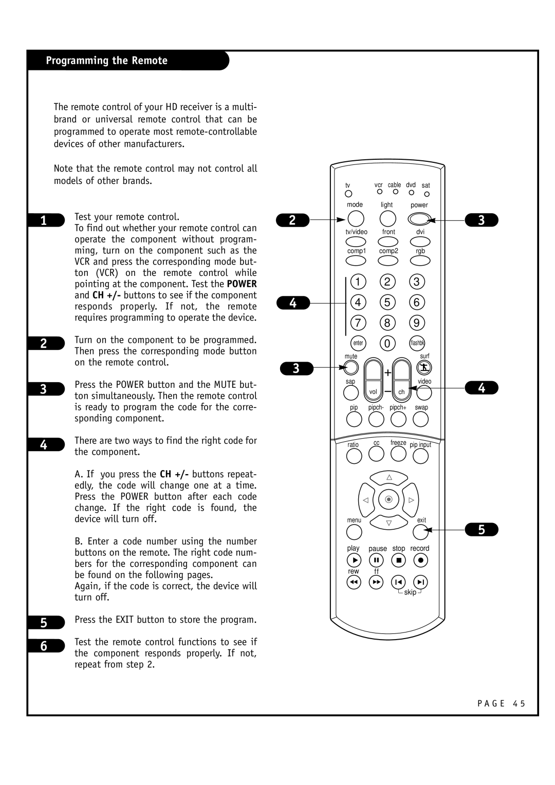 LG Electronics RU-52SZ30, RU-60SZ30 owner manual Programming the Remote, Press the Power button and the Mute but 