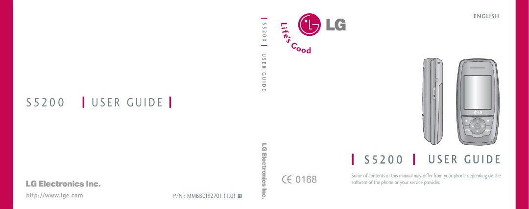 LG Electronics S5200 manual E R G U I D E 