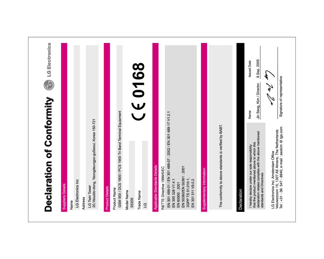 LG Electronics S5200 manual 