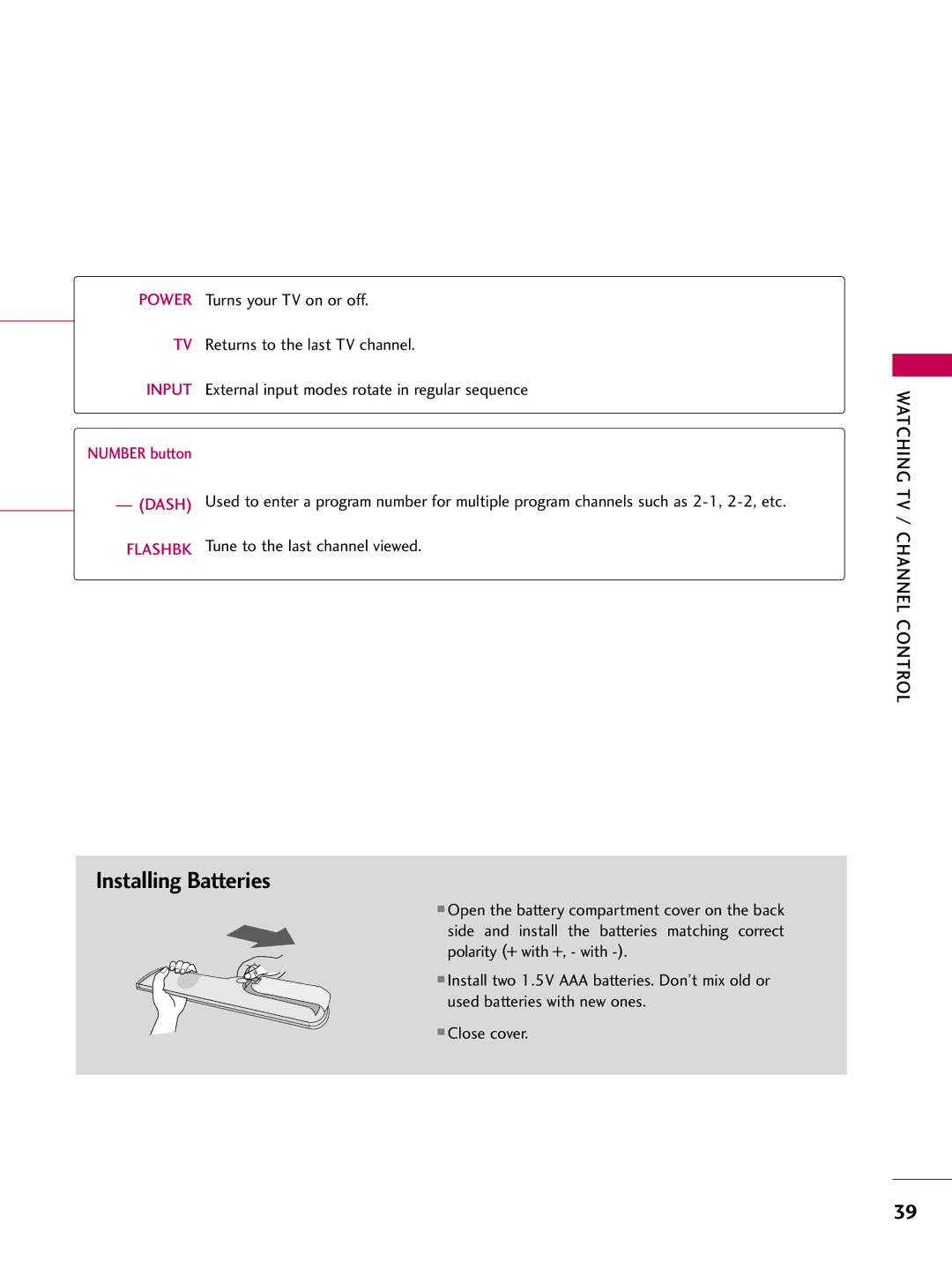 LG Electronics SAC30708022 owner manual Installing Batteries, Flashbk 