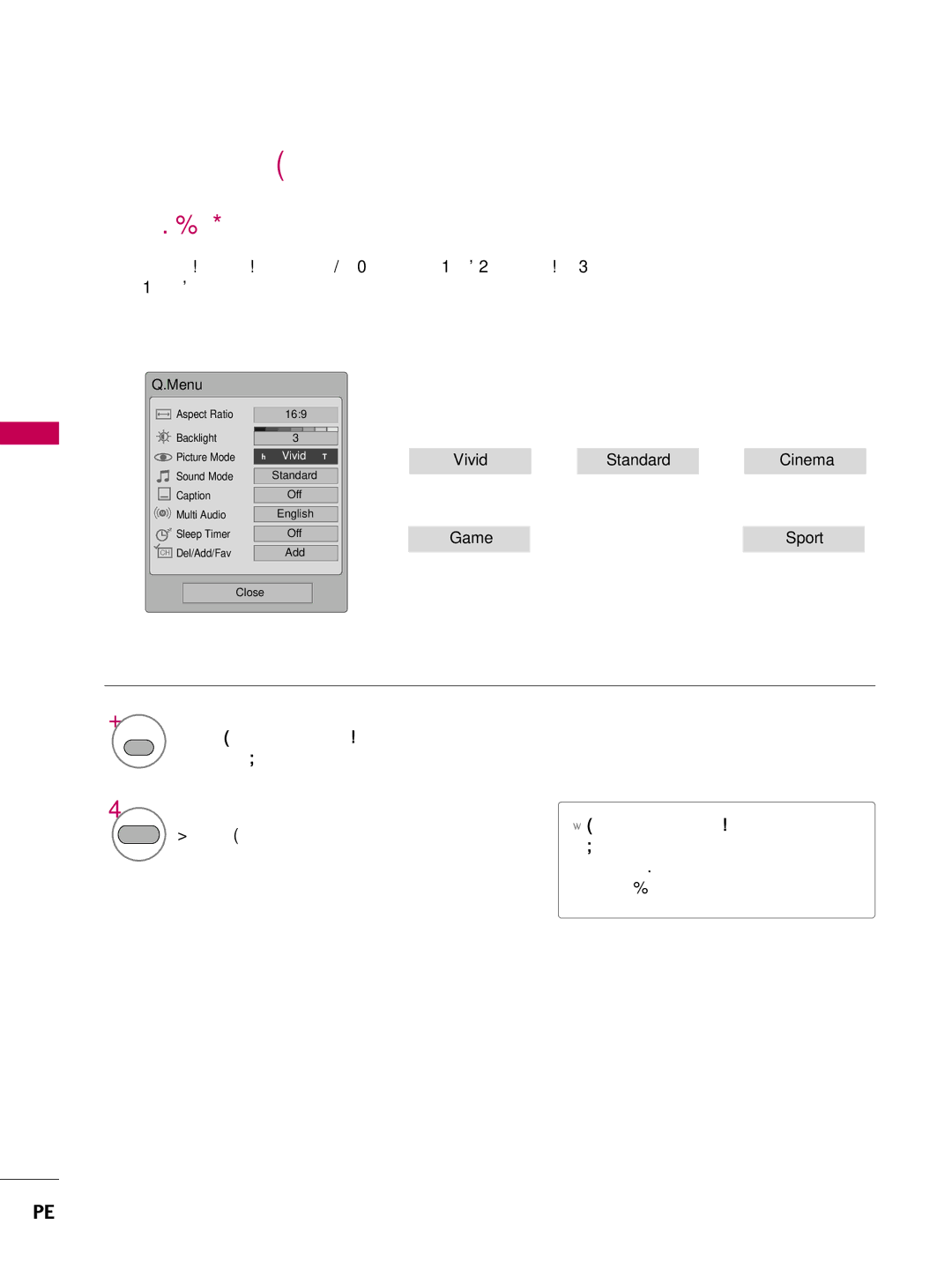 LG Electronics SAC30708022 owner manual Preset Picture Settings, Picture Mode Preset, Sport, or Game, Are not adjustable 