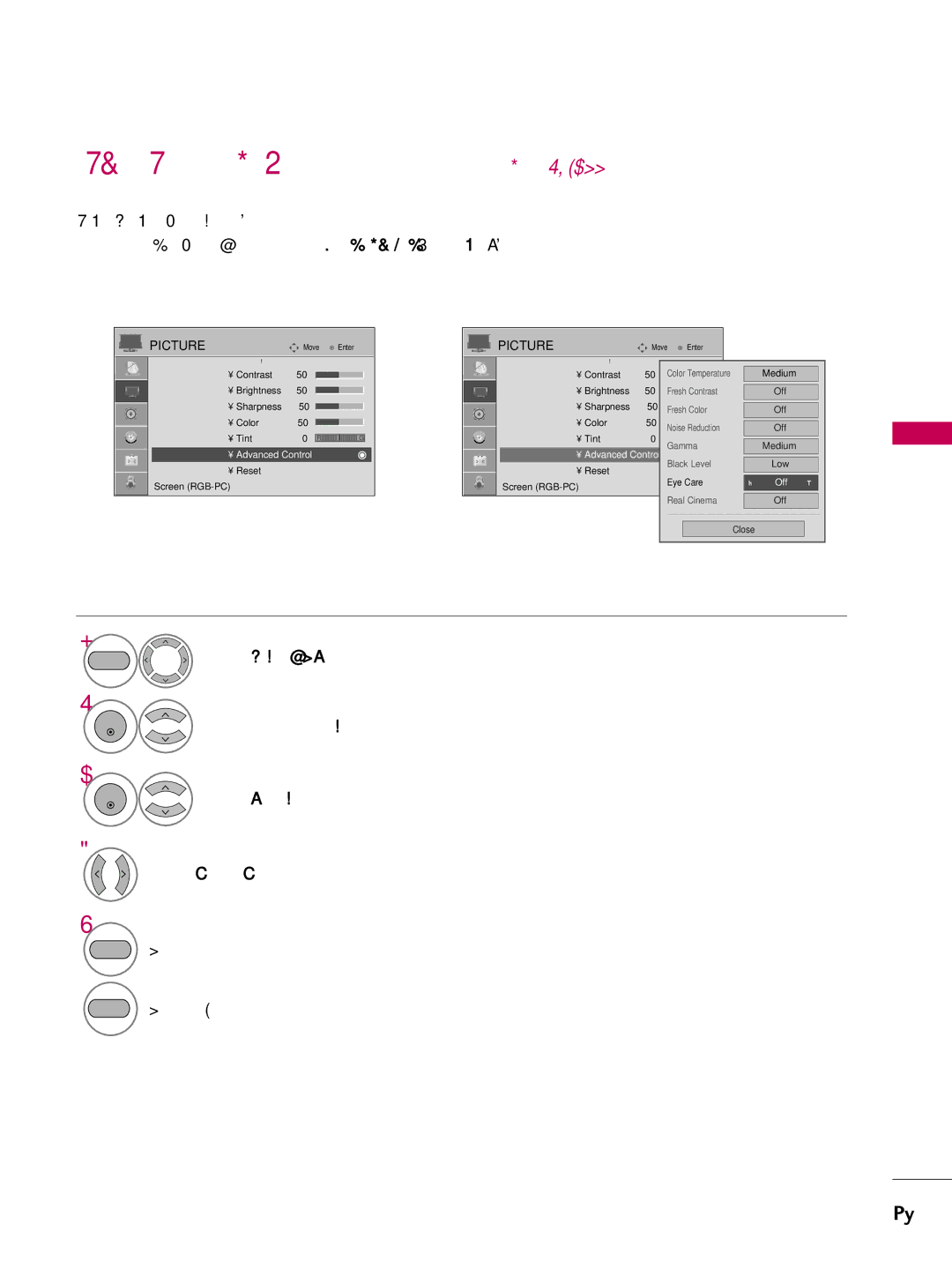 LG Electronics SAC30708022 owner manual Advanced Control EYE Care Only 26LG3 