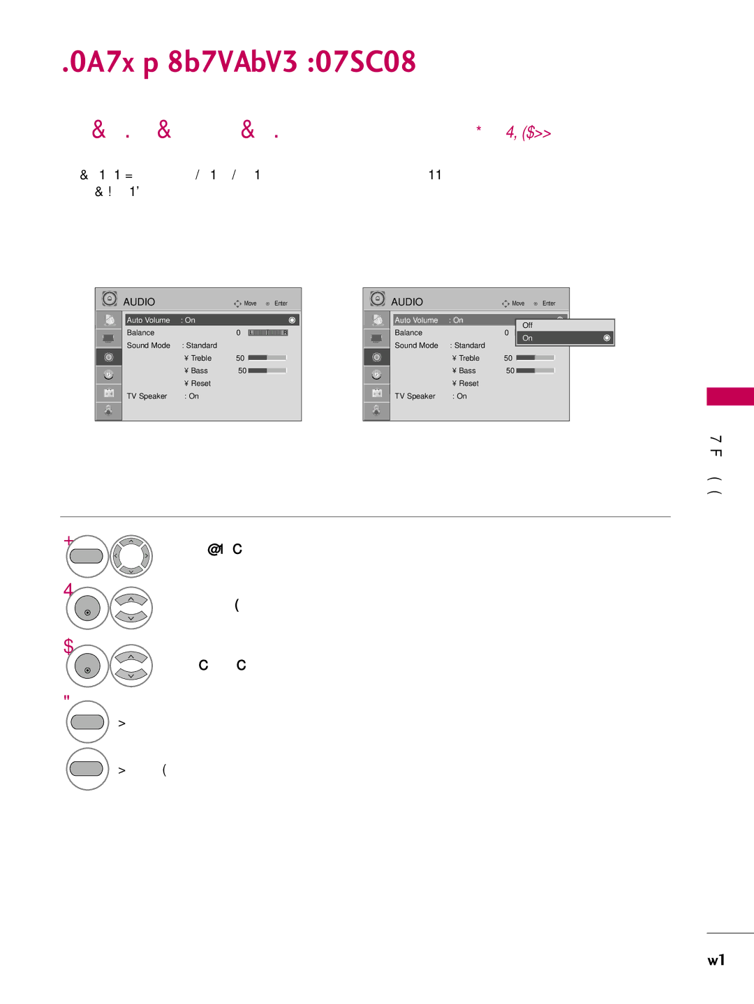 LG Electronics SAC30708022 owner manual Sound & Language Control, Auto Volume Off Balance 